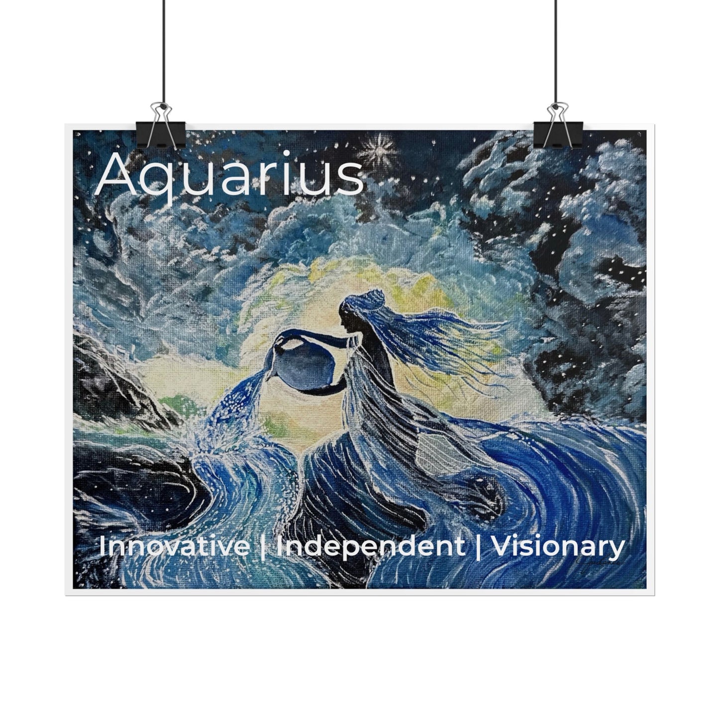 Celestial Aquarius Poster, Zodiac Wall Art, Astrology Room Decor, Horoscope Print, Celestial Home Decor, Astrological Sign Poster