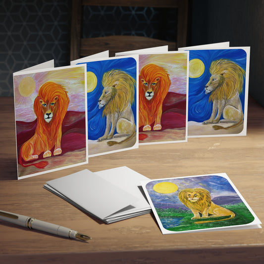 Greeting Cards Set Leo the Lion Zodiac Fans Colorful Artwork 5-Pack