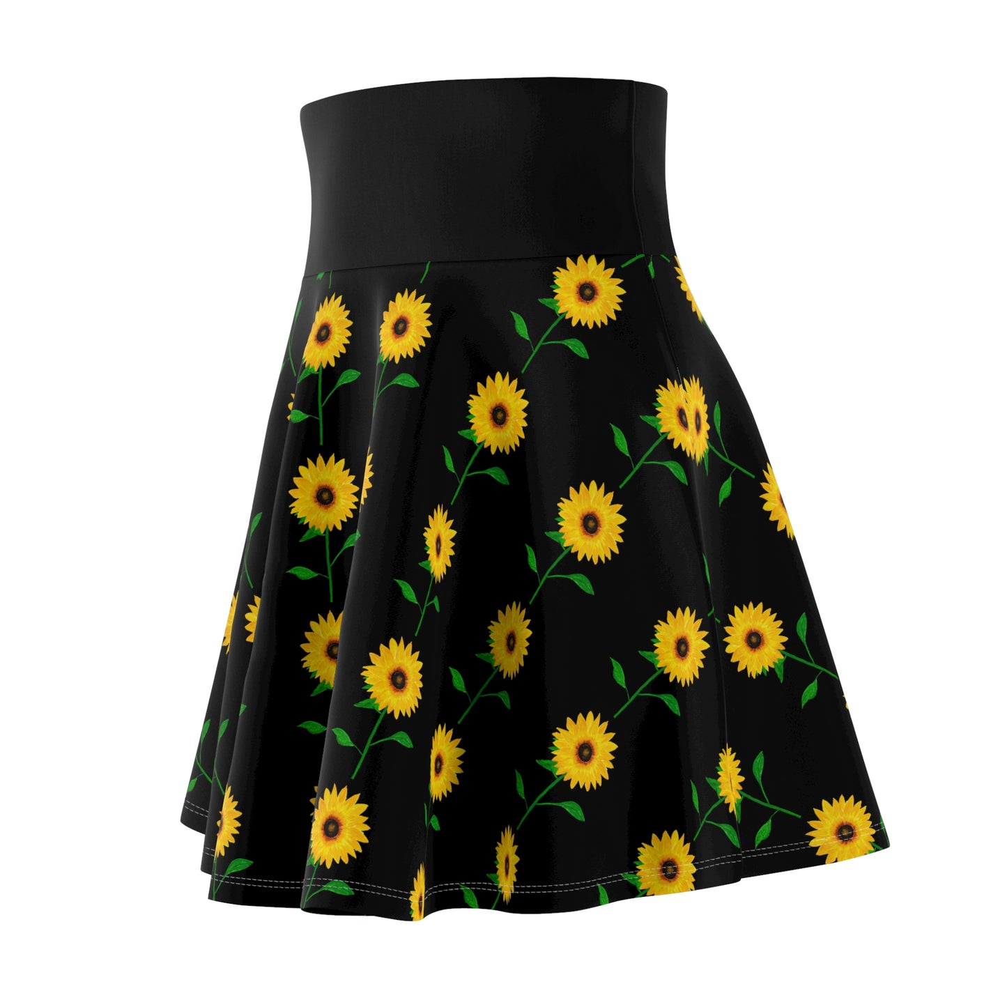 Sunflower Pattern Women's Skater Skirt, Cute Summer Skirt, Floral AOP Skirt, Trendy Fashion Skirt, Casual Skirt for Women