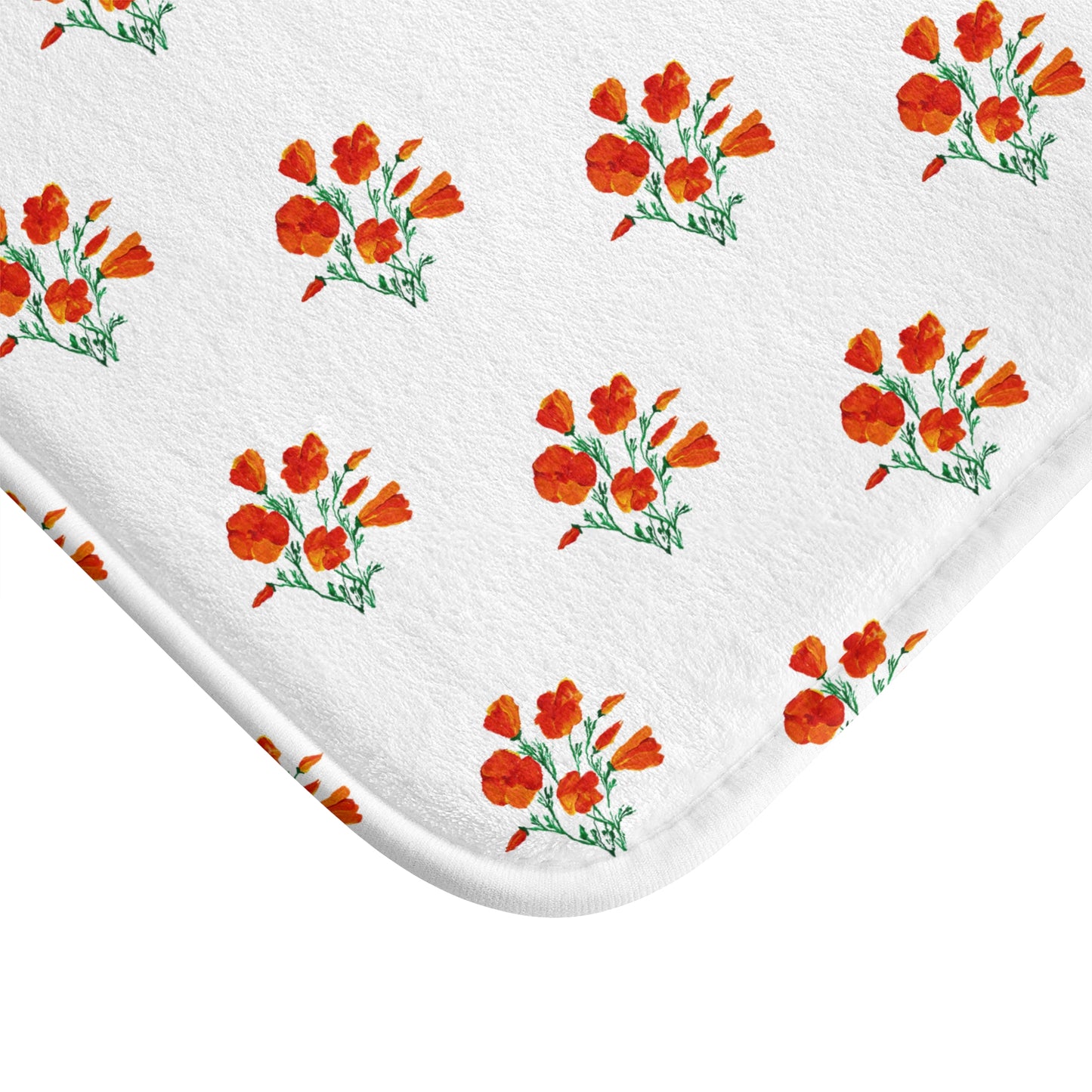 Floral Bath Mat, Vibrant Bathroom Decor, California Poppies Rug, Home Spa Essential, Gift for Her, Spring Decor - Poppies Bath Mat,