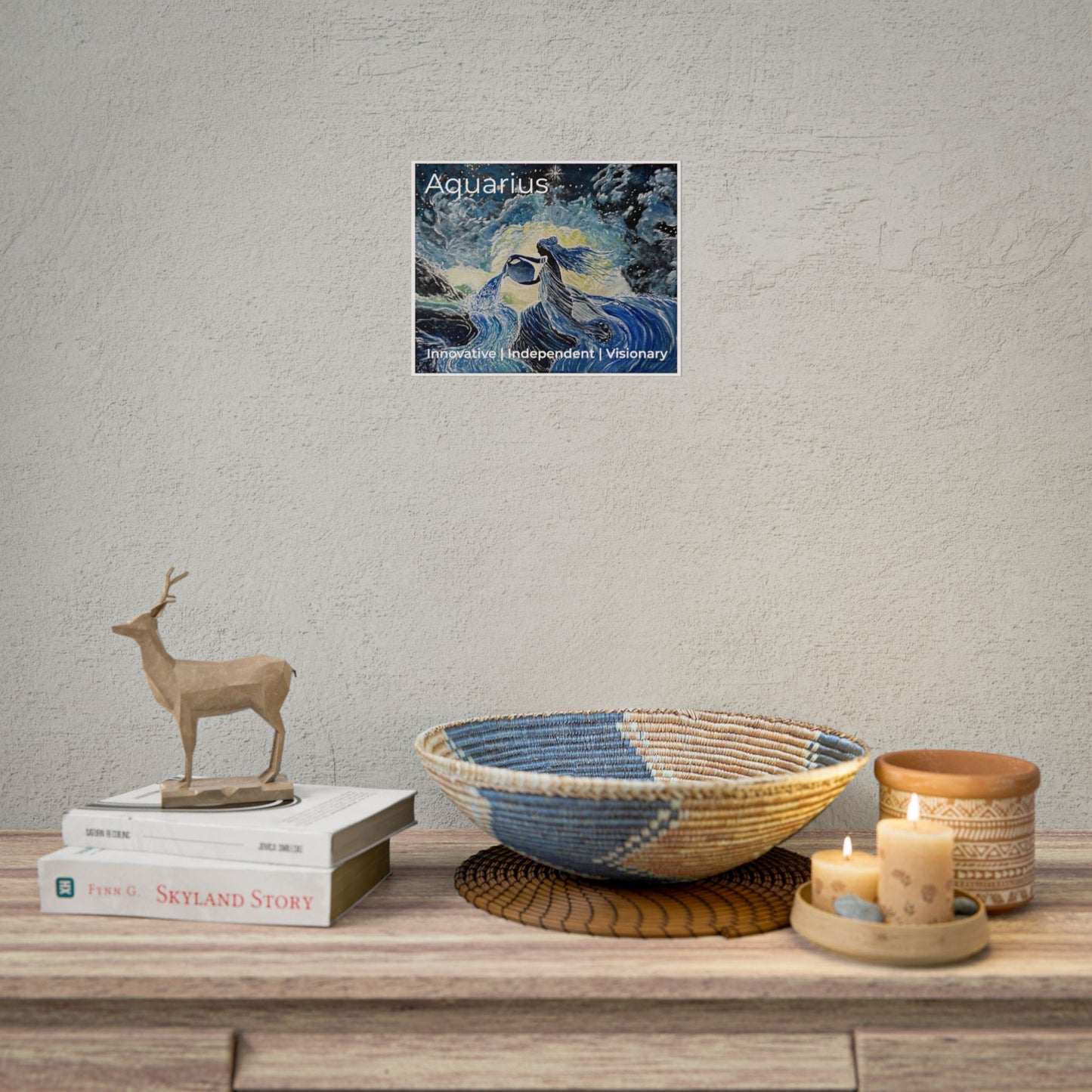 Celestial Aquarius Poster, Zodiac Wall Art, Astrology Room Decor, Horoscope Print, Celestial Home Decor, Astrological Sign Poster