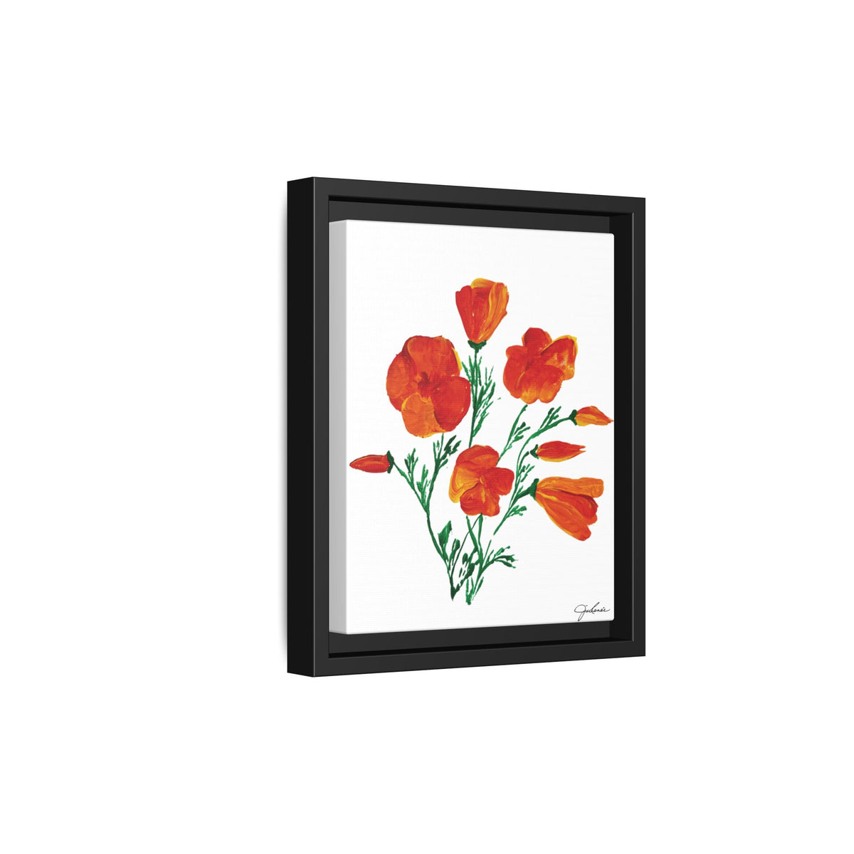 Framed Canvas Print, California Poppies - Print Wall Art - Home Decor, Matte Canvas, Multi-color Floral Artwork, Botanical Picture Gift