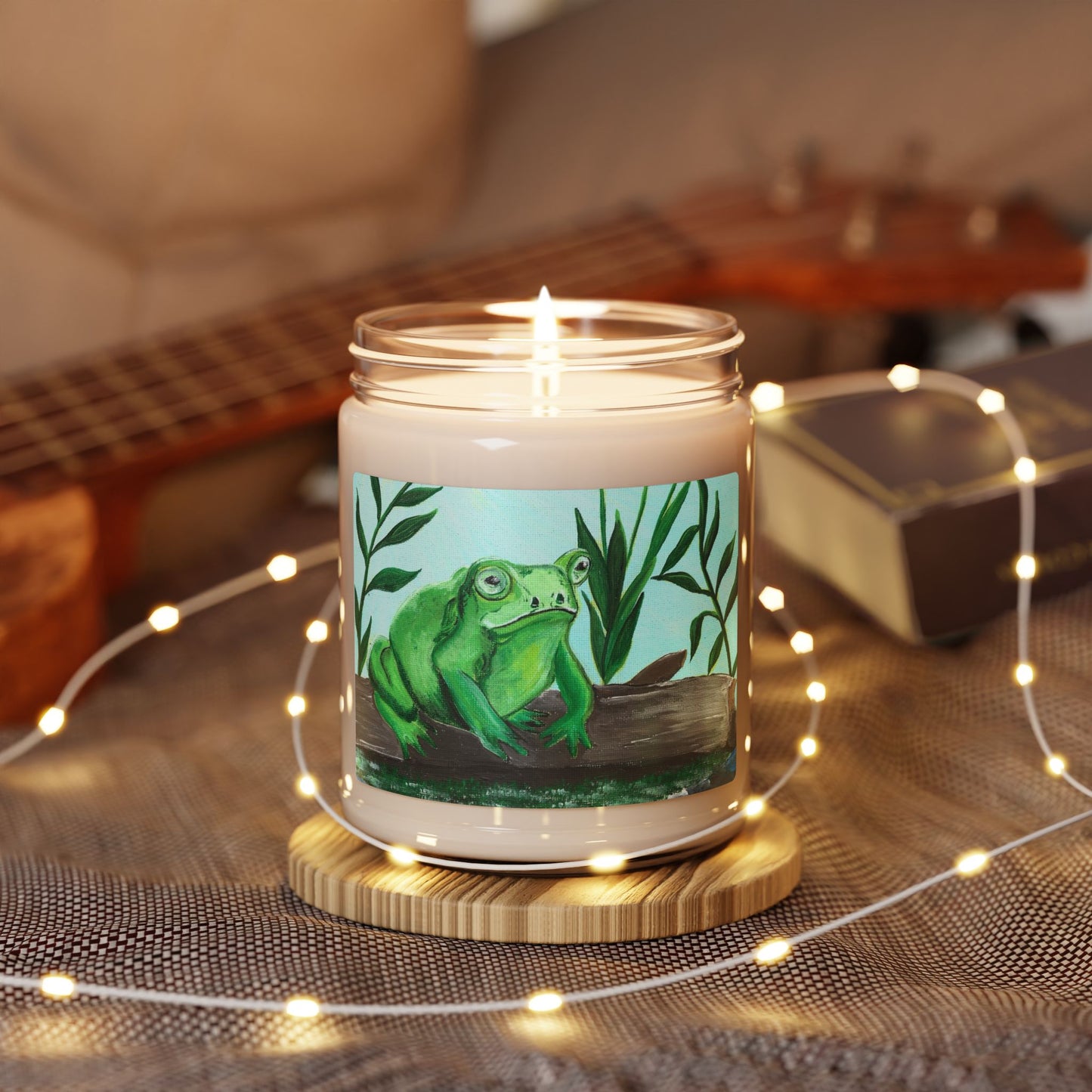 Green Tree Frog Illustration Candle | Scented Soy Candle 9oz - Original artwork by Jill Renee