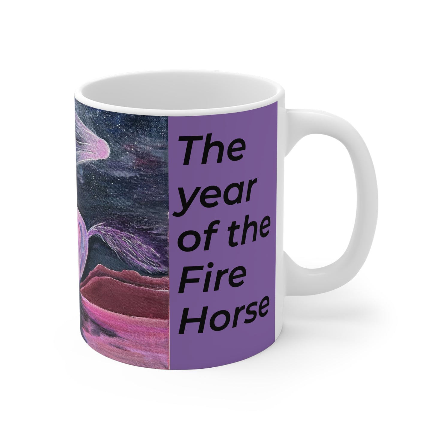 2026 Year of the Fire Horse Mug | Cosmic Colorful Horse Artwork 11oz
