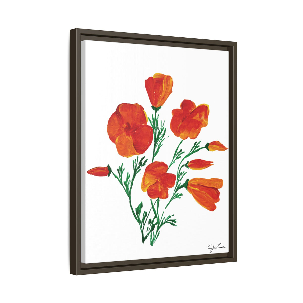 Framed Canvas Print, California Poppies - Print Wall Art - Home Decor, Matte Canvas, Multi-color Floral Artwork, Botanical Picture Gift