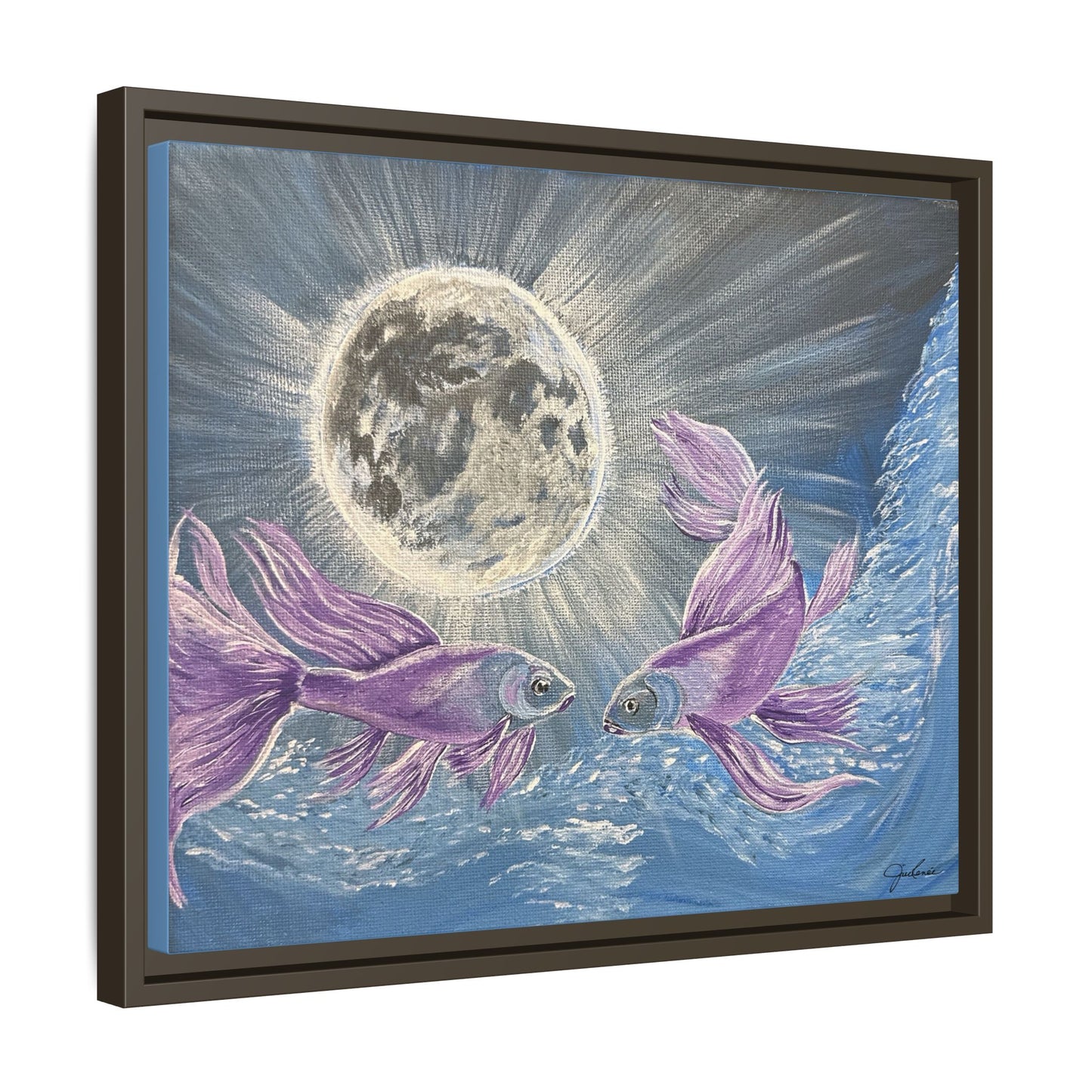 'Moonlit Pisces' Framed Canvas Print