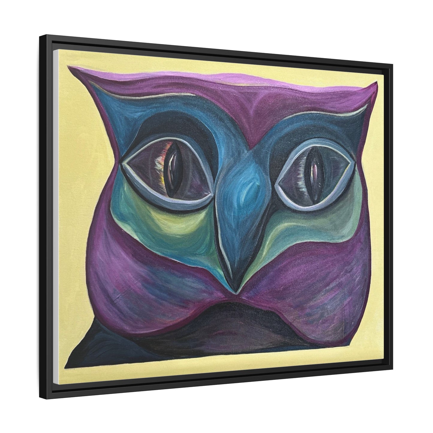 Abstract Colorful Owl Painting Matte Canvas, Framed | Modern Wall Art
