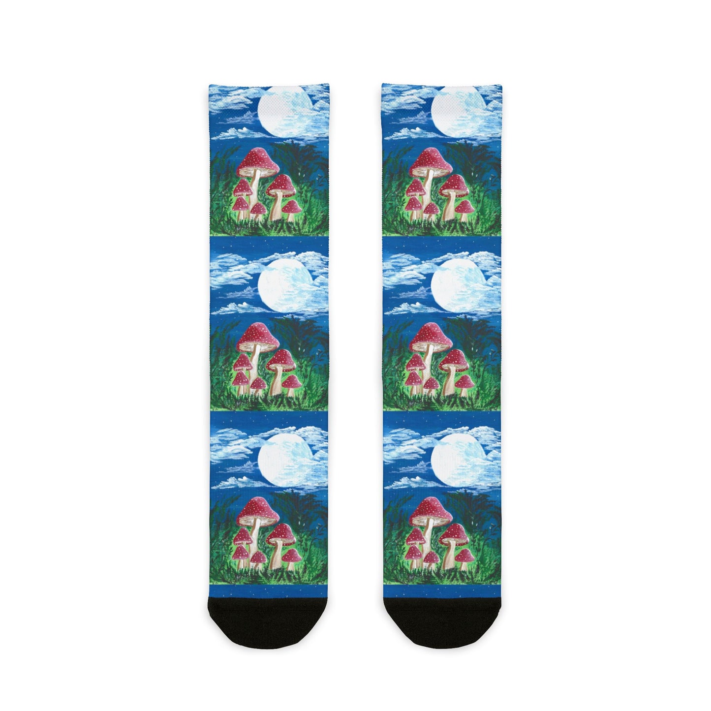 Whimsical Magically Moonlit Mushroom Crew Socks | Gift for Nature Lovers, Cozy Apparel, Unique Sock , Perfect for Hiking, Pajama Parties