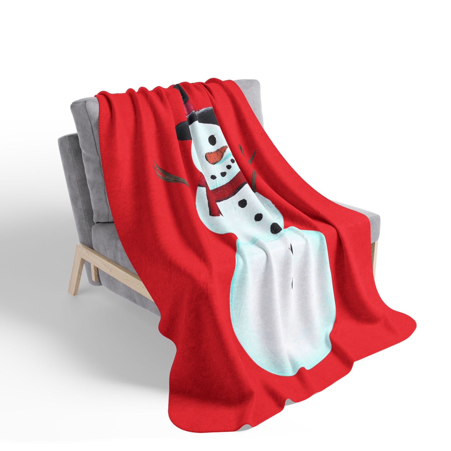 Cozy Snowman Fleece Sherpa Blanket, Winter Decor, Holiday Gift, Soft Throw for Cold Nights, Christmas Snuggly Blanket