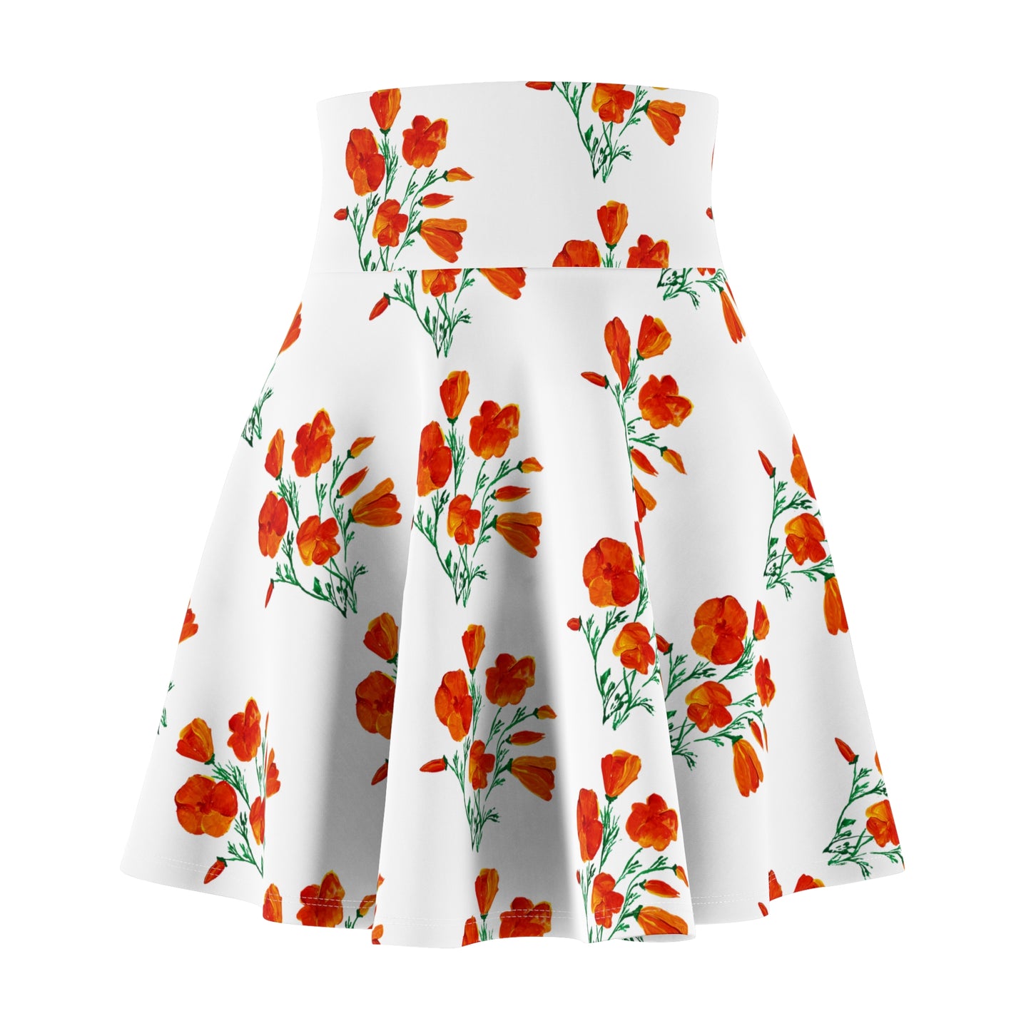 Orange California Poppy Floral Skater Skirt