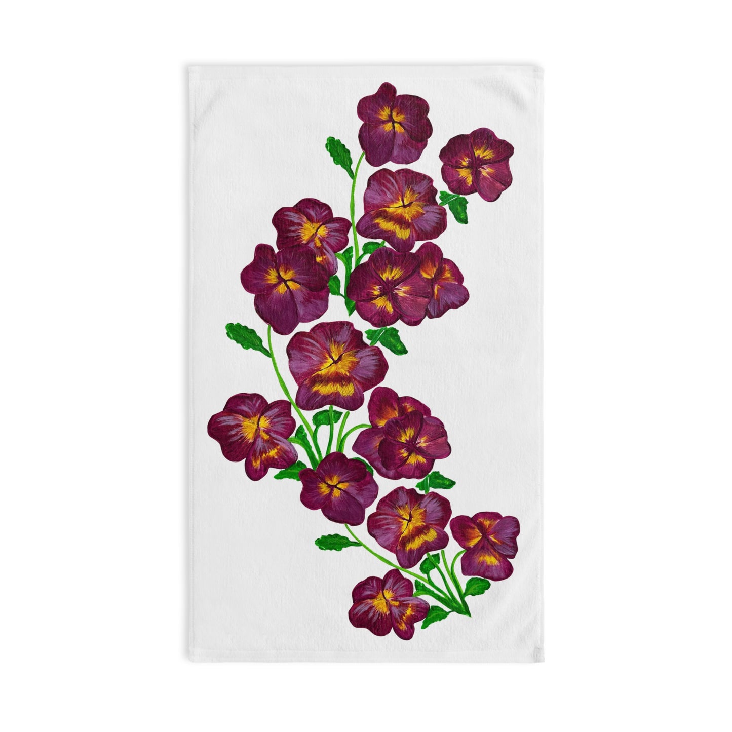 Floral Hand Towel with Vibrant Pansies, Kitchen Decor, Gift for Her, Bathroom Accessory, Spring Decor, Perfect for Housewarming