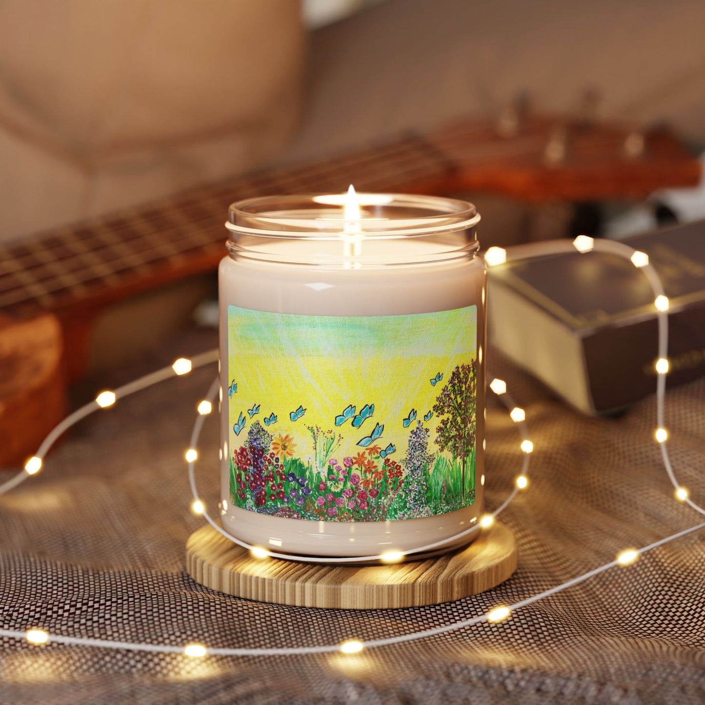 Butterfly Meadow Soy Candle 9oz | Floral Garden Illustration - Original artwork by Jill Renee