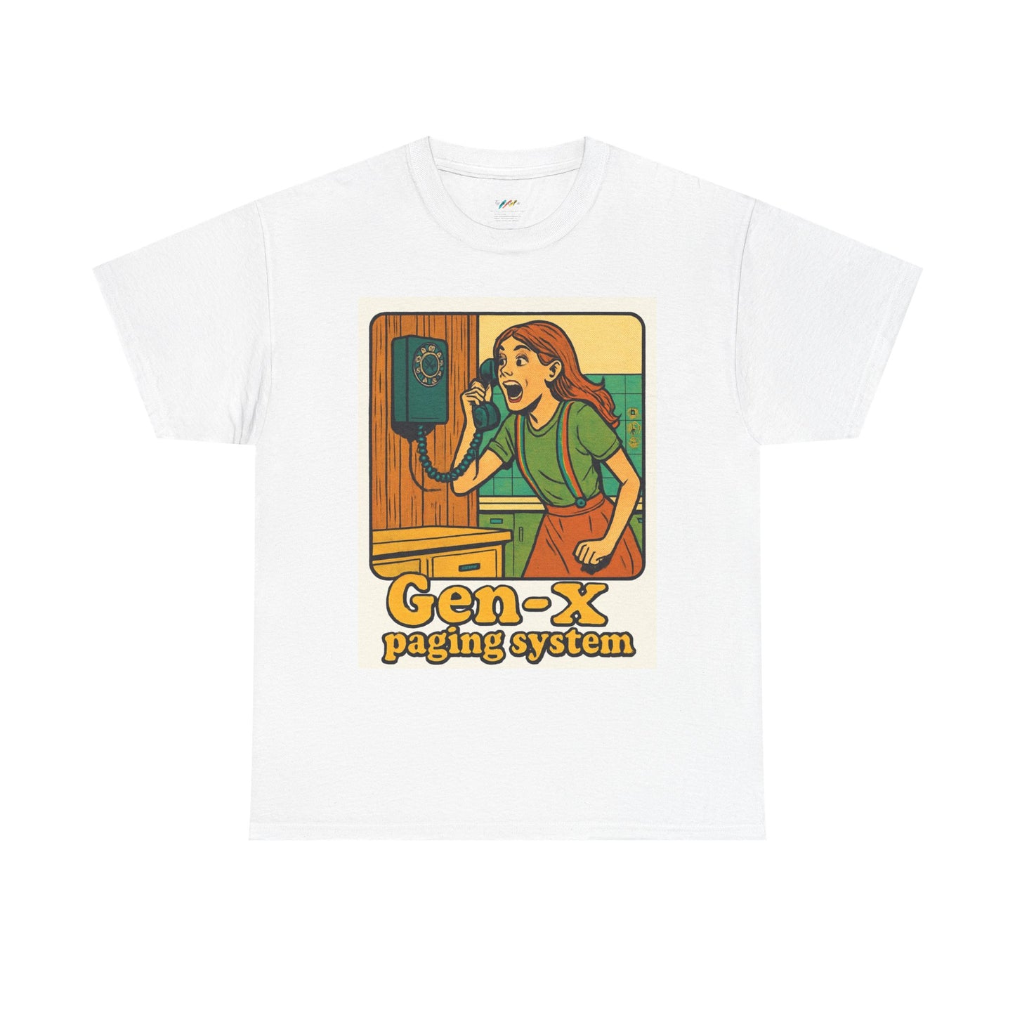 Gen-X Paging System Tee - Nostalgic Unisex Heavy Cotton T-Shirt, Retro Gift for Gen X, 80s Apparel, Vintage Vibe, Fun Casual Wear