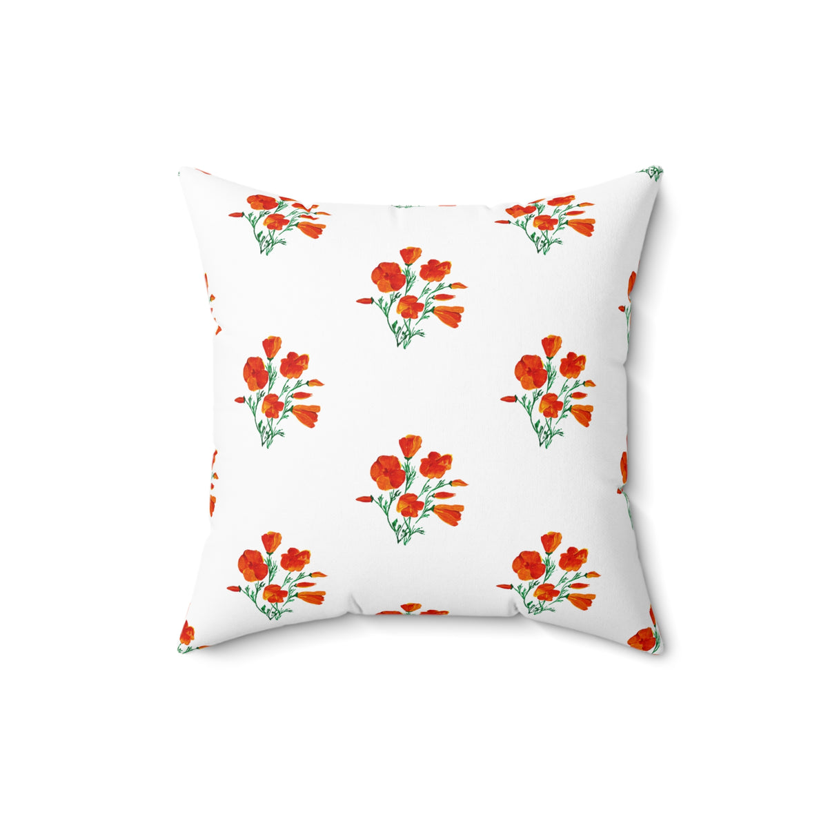 Elegant painted California Poppies, Floral Decor Pillow, Vintage Flower Cushion, Botanical Accent Pillow, Spring Decor, Flower Lover Gift