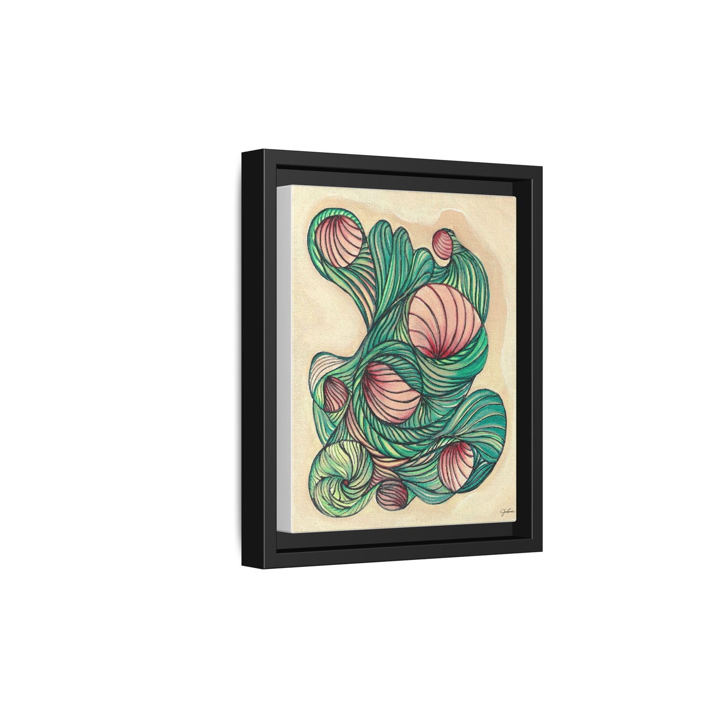 Abstract Organic Swirls Matte Canvas Framed | Botanical Line Art Wall Decor