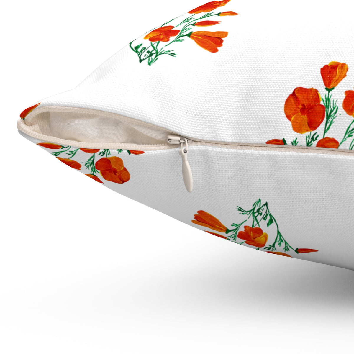 Elegant painted California Poppies, Floral Decor Pillow, Vintage Flower Cushion, Botanical Accent Pillow, Spring Decor, Flower Lover Gift