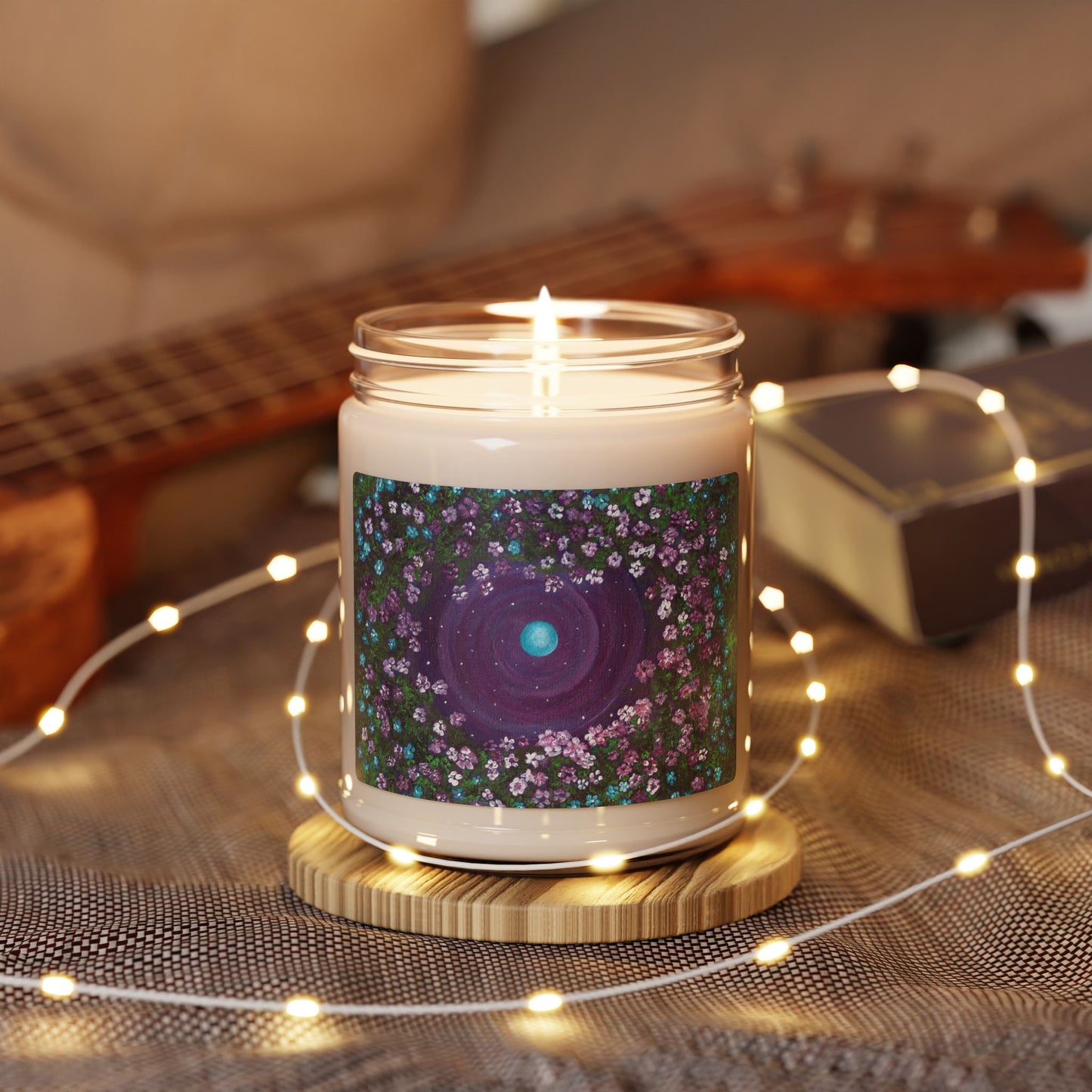 One World framed by garden Soy Candle 9oz | Jill Renee artwork