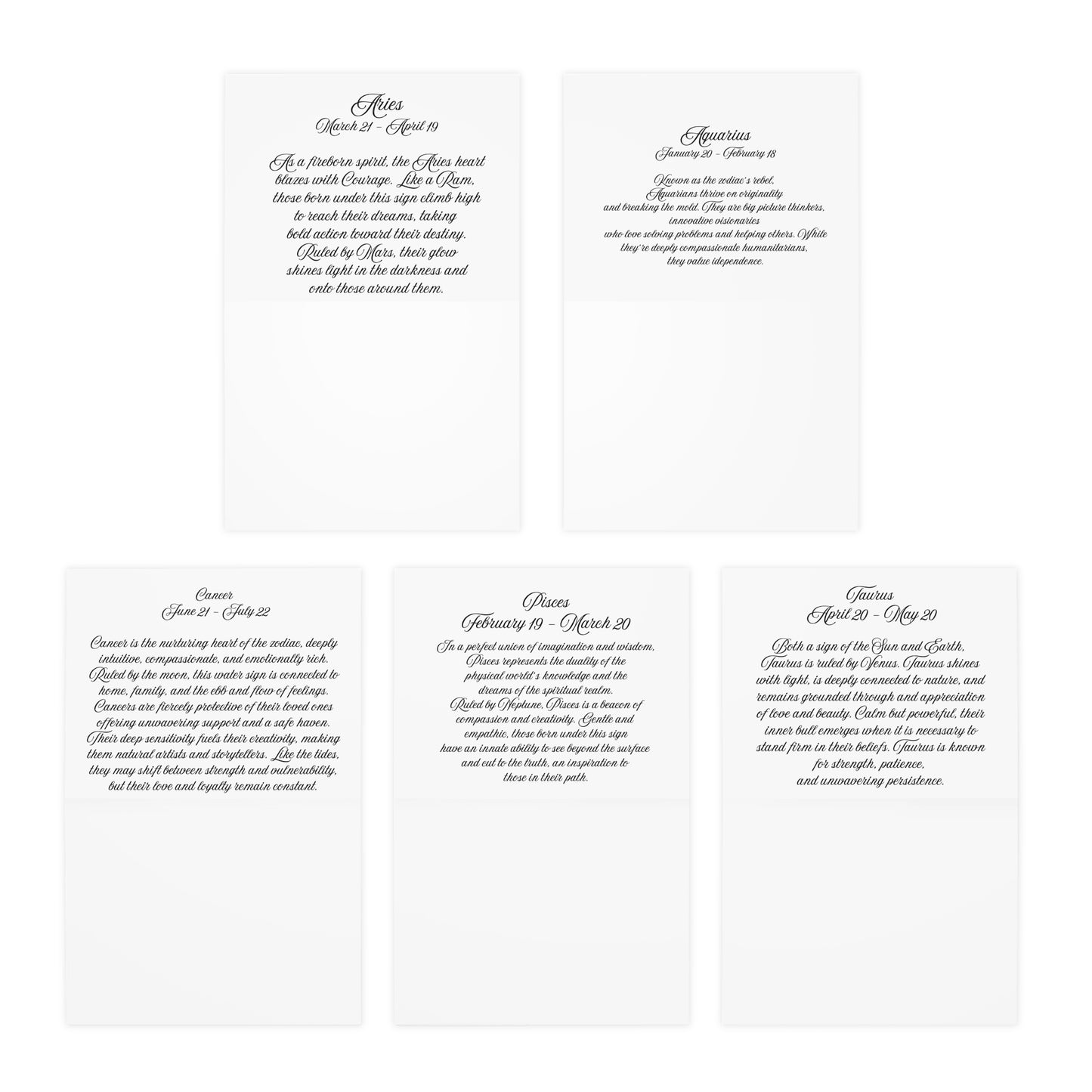 Zodiac Greeting Cards Set - 5-Pack Artisan Cards for All Occasions