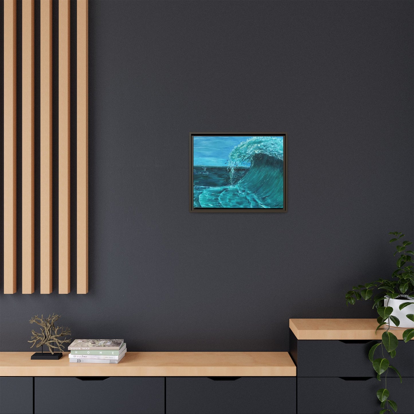 Colorful Wave at Sea Framed Canvas Print | Matte Canvas Artwork