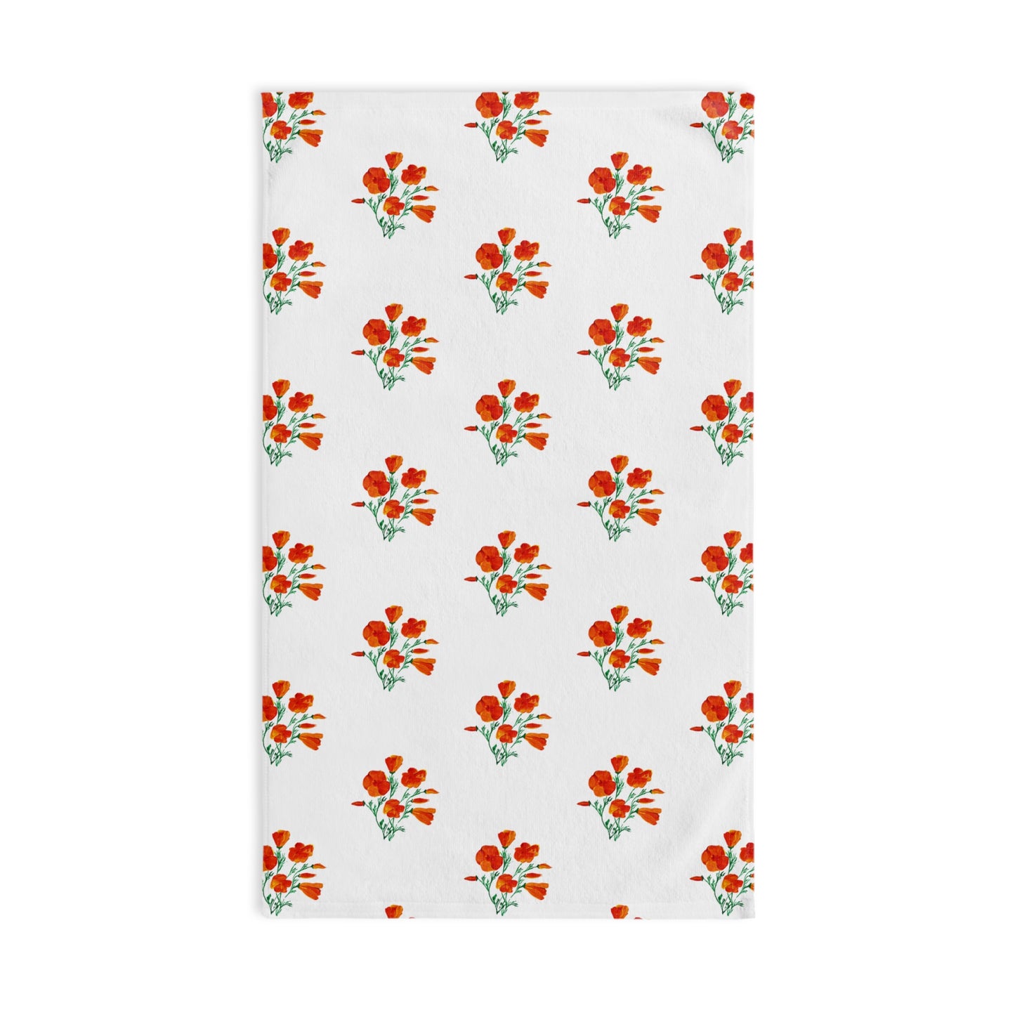 Floral Hand Towel, California Poppies Kitchen and Bath Decor, Gift for Her, Bathroom Accessory, Housewarming, Vibrant Towel
