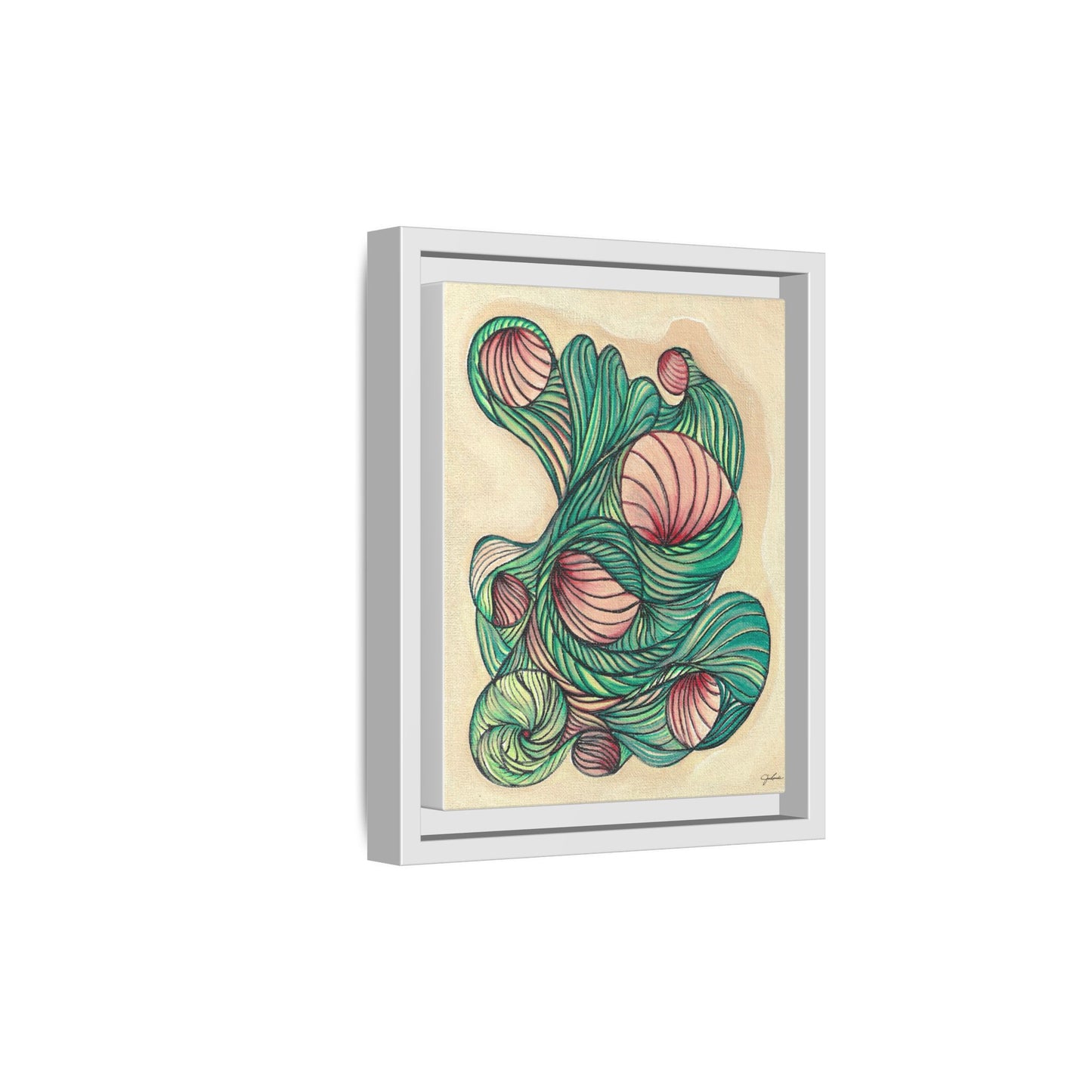 Abstract Organic Swirls Matte Canvas Framed | Botanical Line Art Wall Decor