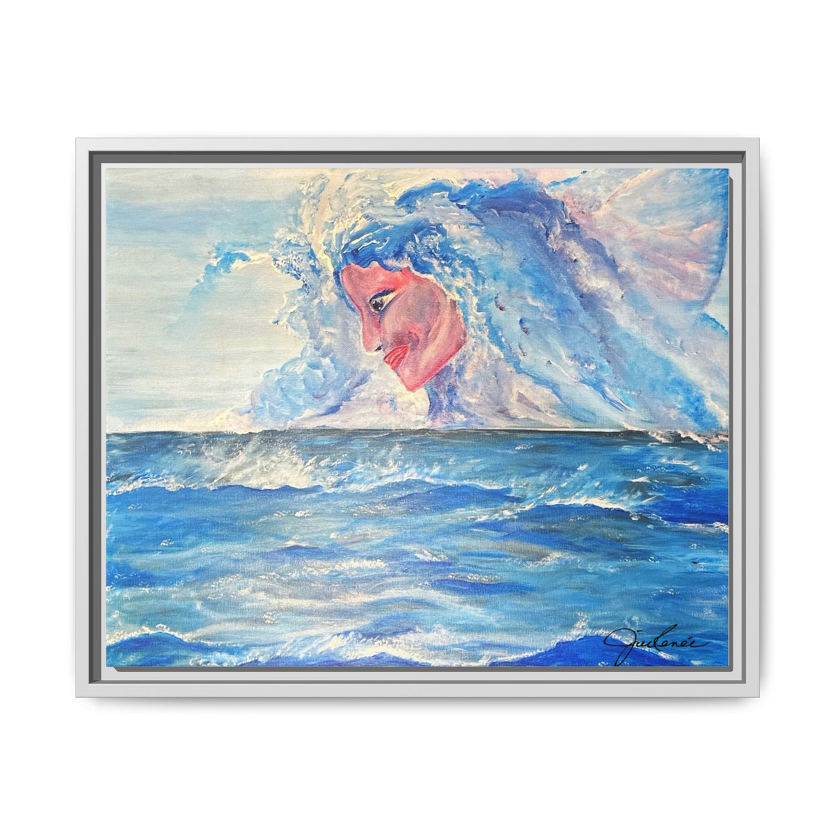 Iridessa - Ocean Spirit Framed Canvas Art — Ethereal Sea Goddess Painting