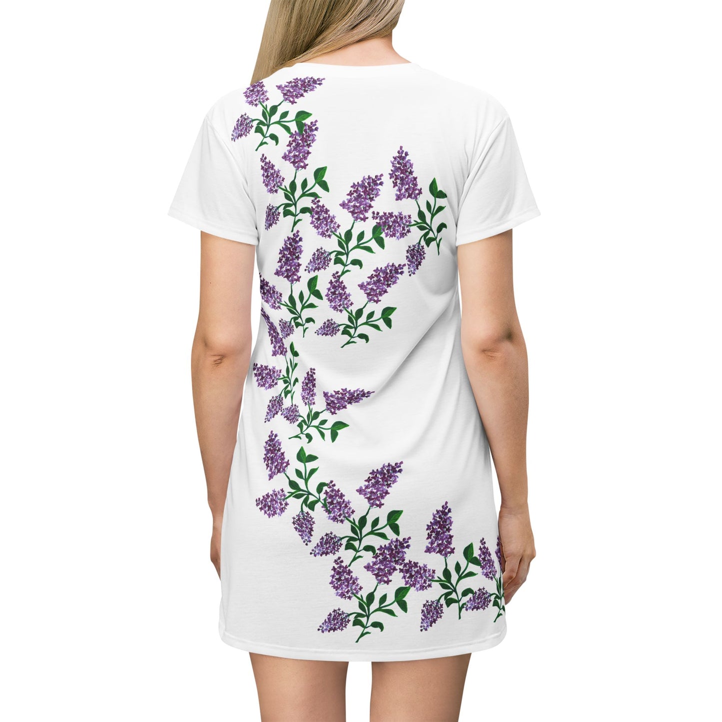 Purple Lilac T-Shirt Dress | Floral All-Over Print
