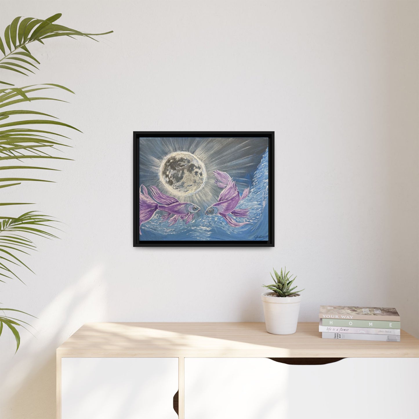 'Moonlit Pisces' Framed Canvas Print
