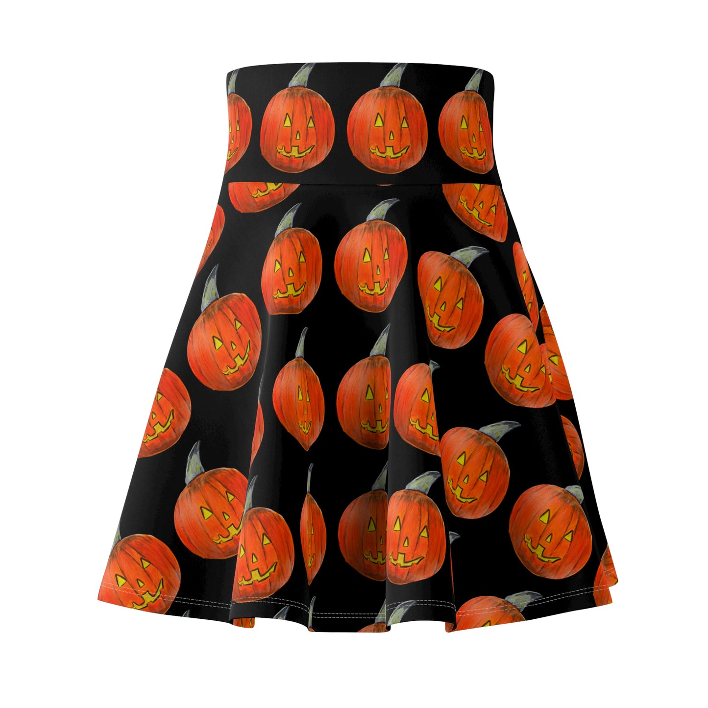 Jack-o'-Lantern Pattern Skater Skirt | Halloween Pumpkin Print