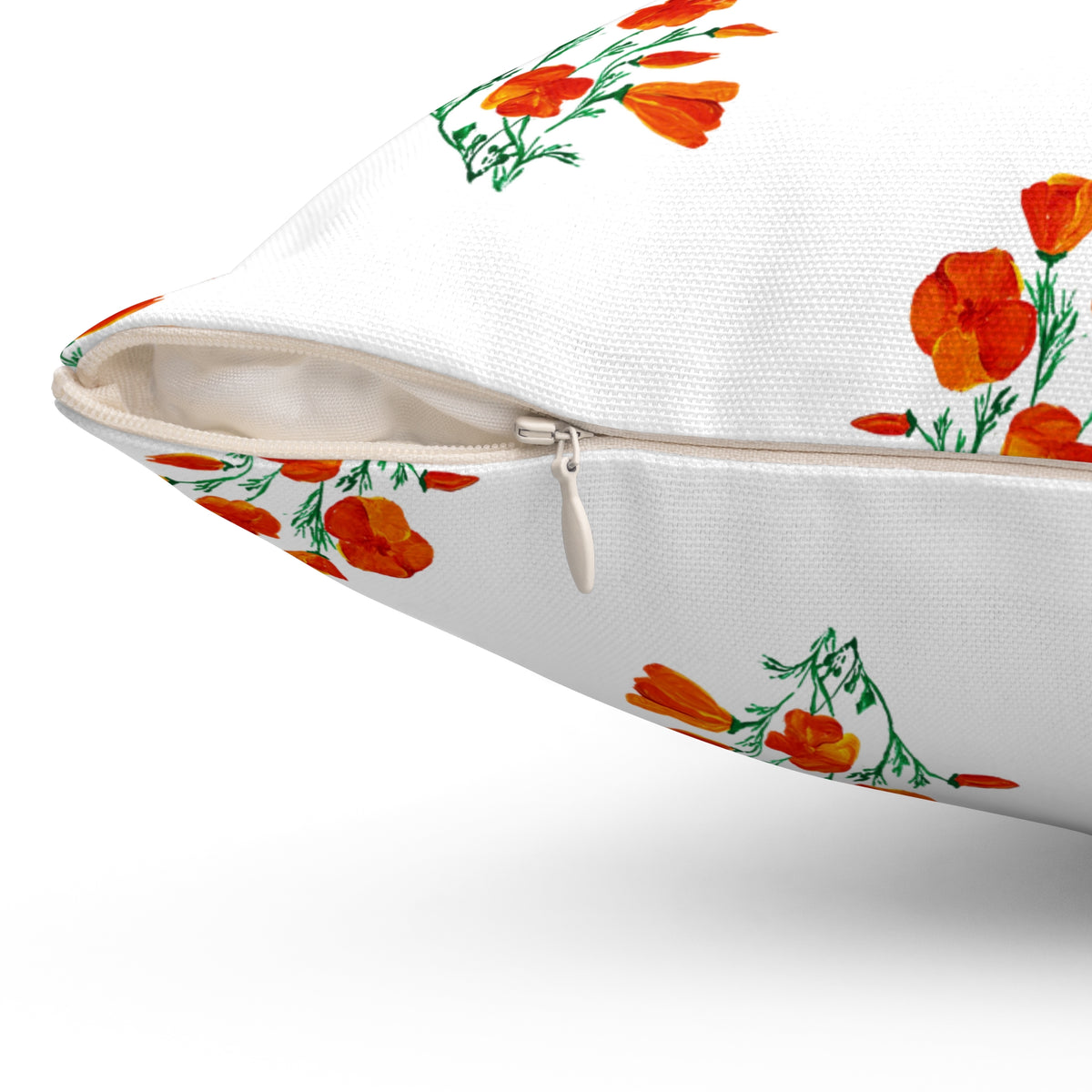 Elegant painted California Poppies, Floral Decor Pillow, Vintage Flower Cushion, Botanical Accent Pillow, Spring Decor, Flower Lover Gift