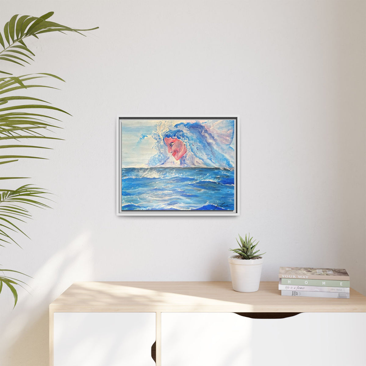Iridessa - Ocean Spirit Framed Canvas Art — Ethereal Sea Goddess Painting