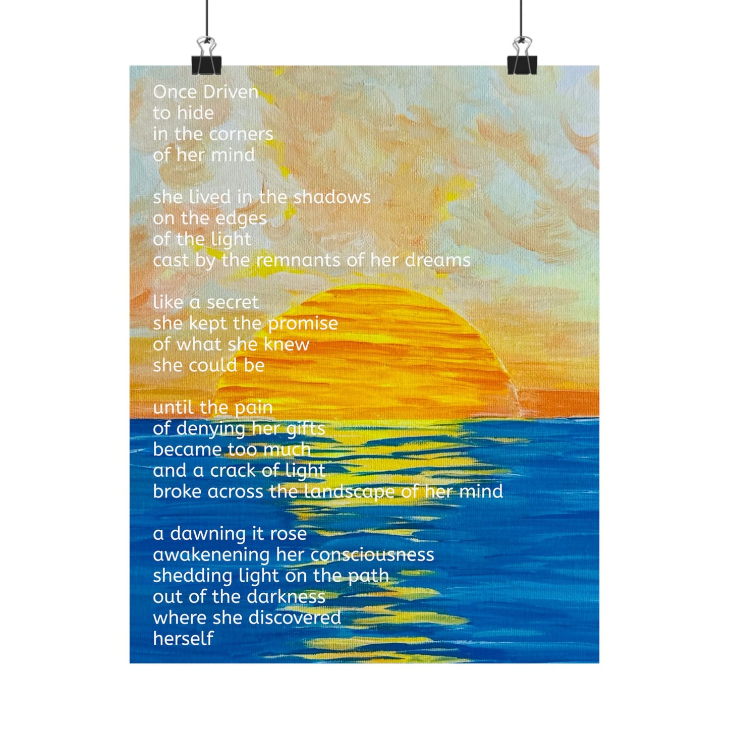 Inspirational Discover Herself Poster - Matte Inspirational Poster - 3 sizes Original Art and Poetry
