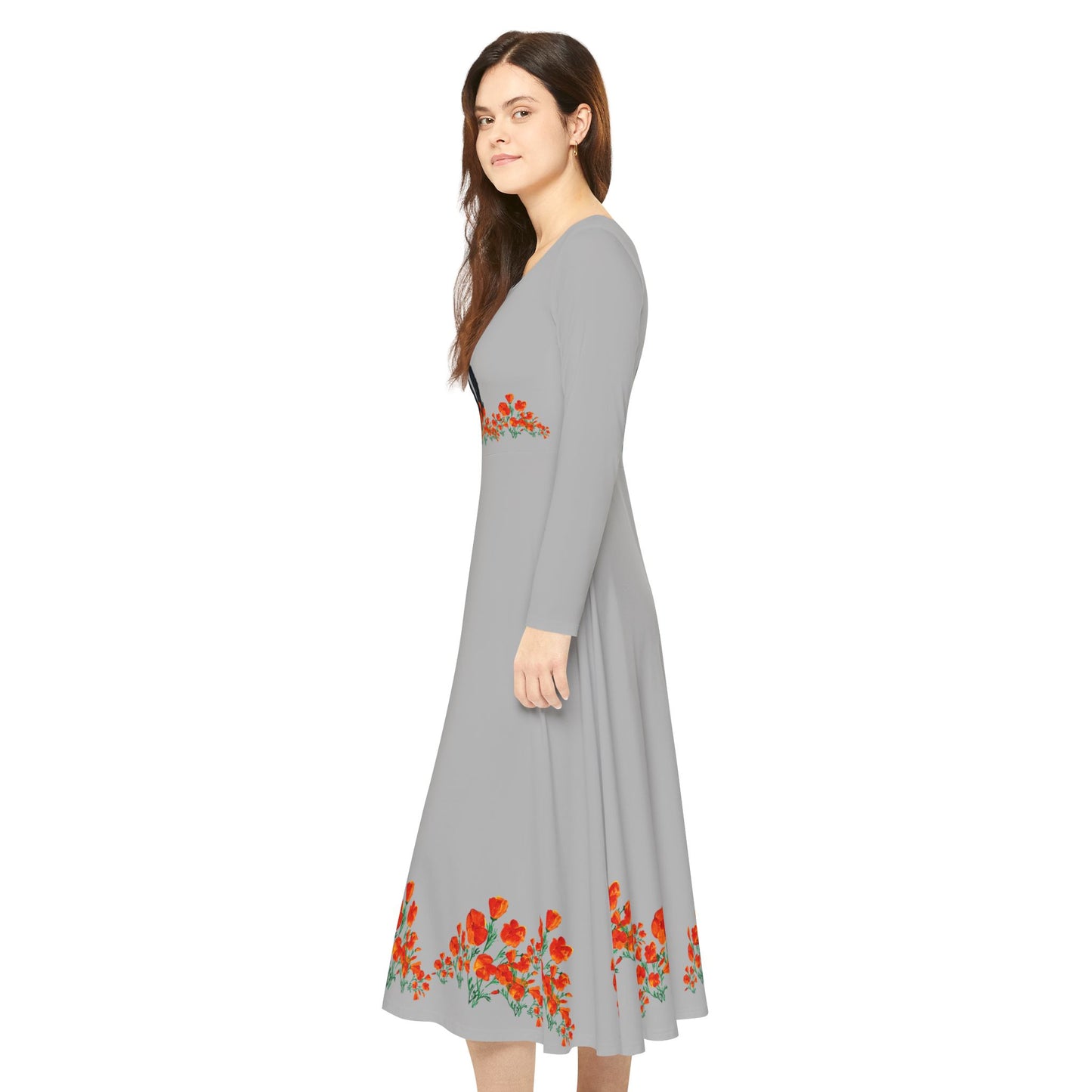 Women's Long Sleeve Witch Cat Dance Dress - Perfect for Halloween, Dance Events, Parties, Autumn Celebrations, Botanical Prints