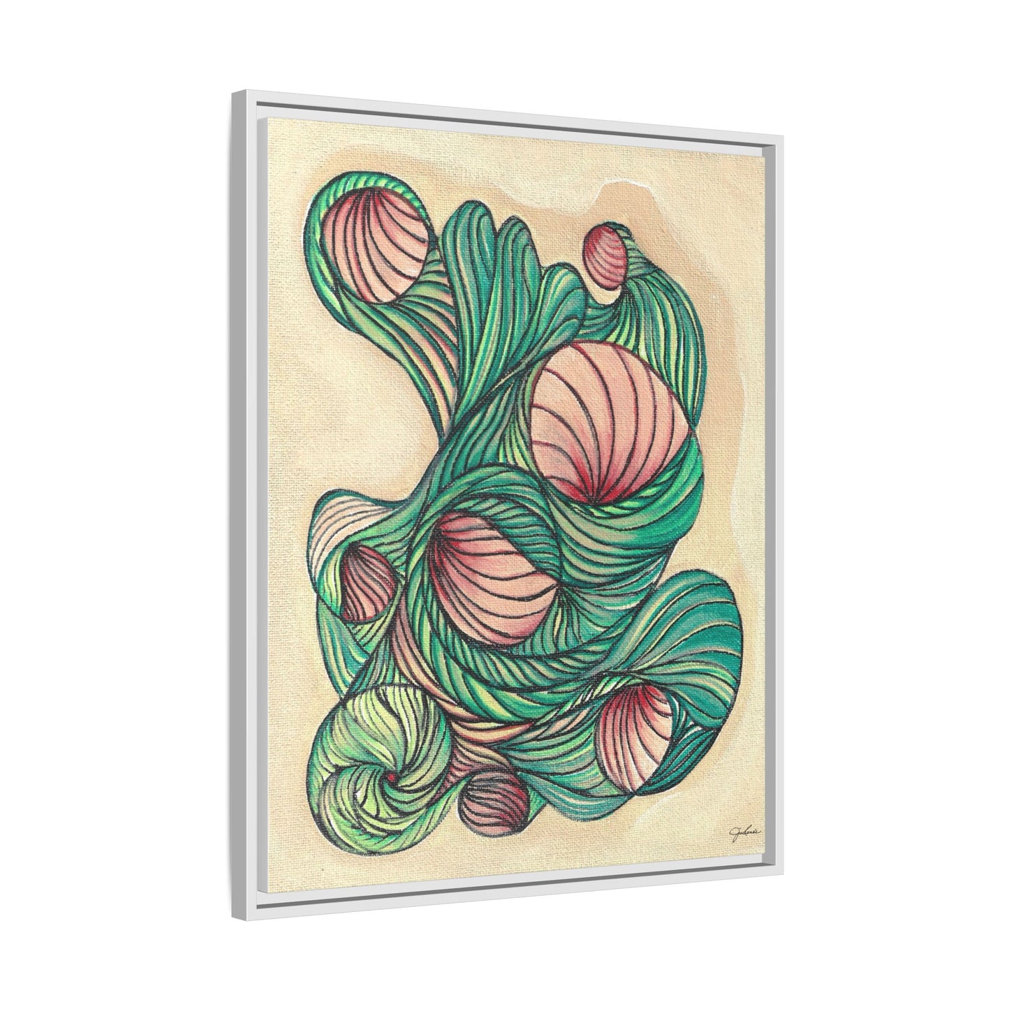 Abstract Organic Swirls Matte Canvas Framed | Botanical Line Art Wall Decor