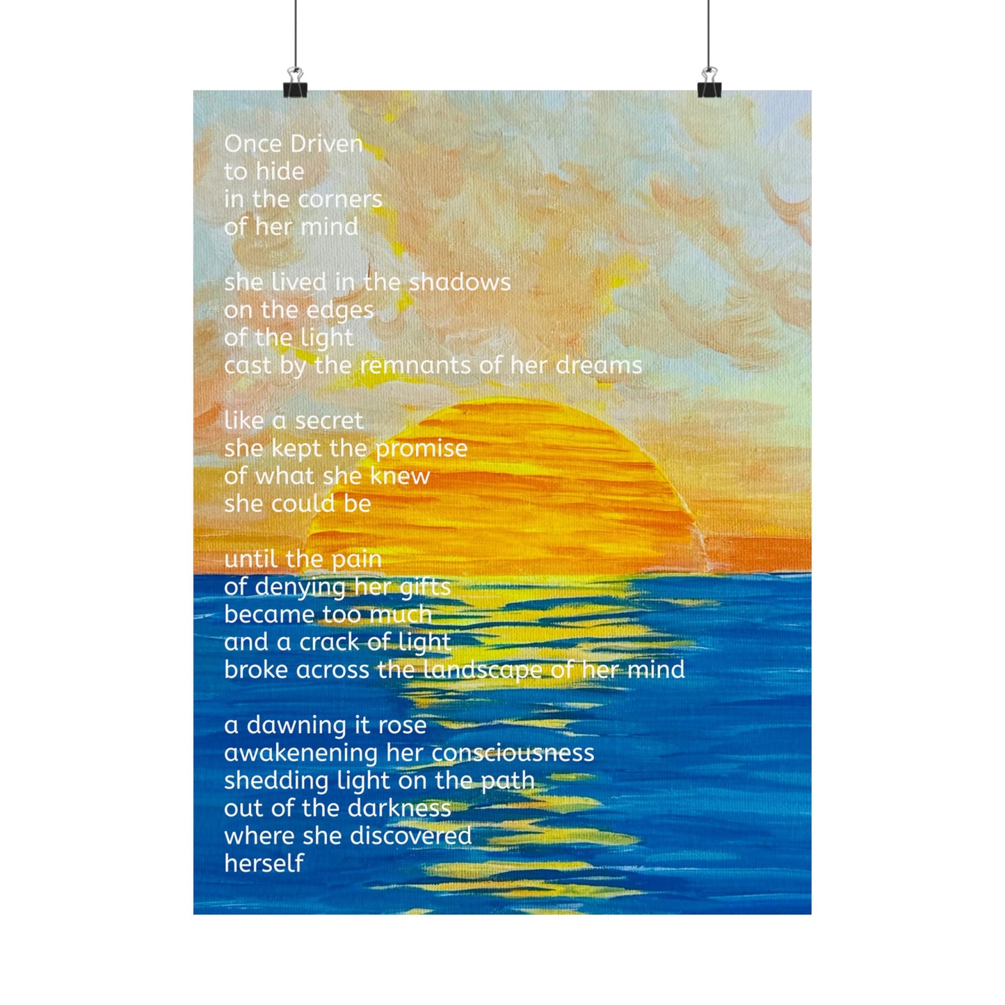 Inspirational Discover Herself Poster - Matte Inspirational Poster - 3 sizes Original Art and Poetry