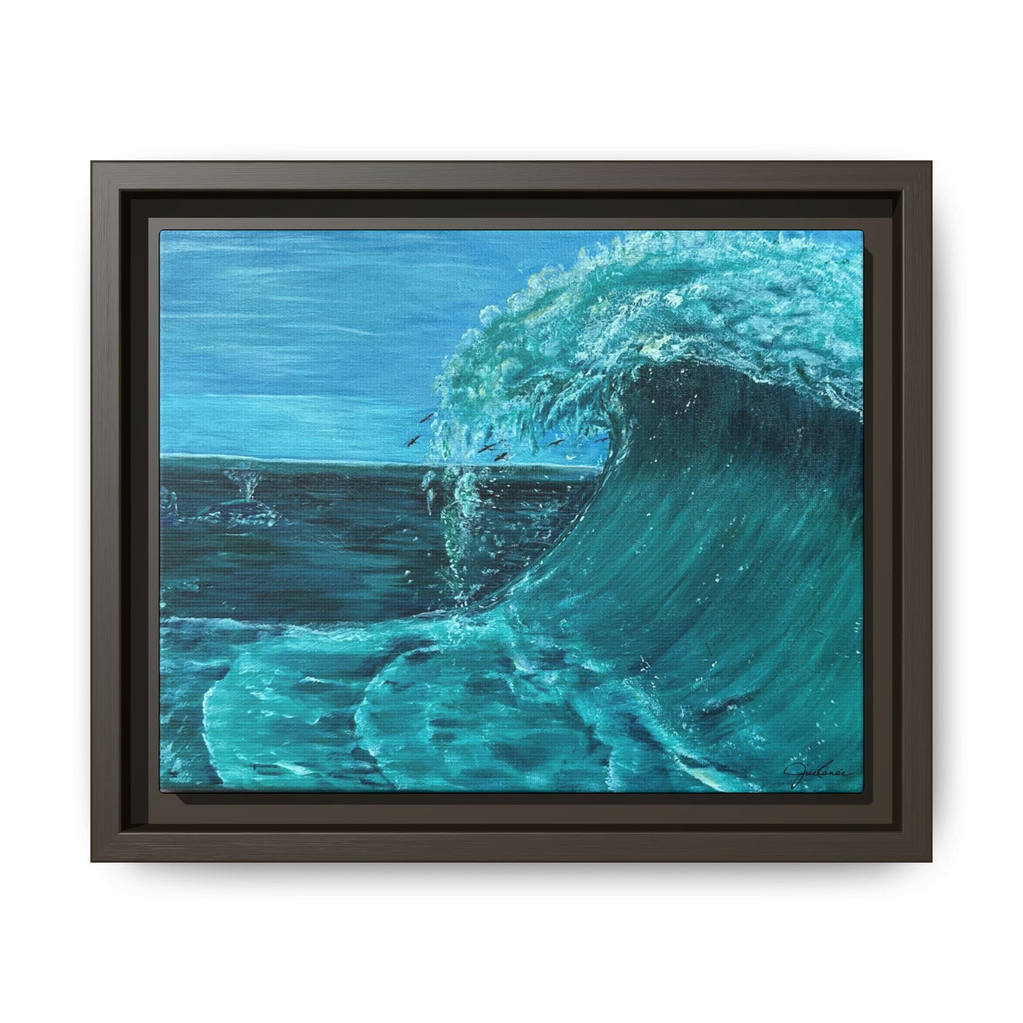 Colorful Wave at Sea Framed Canvas Print | Matte Canvas Artwork