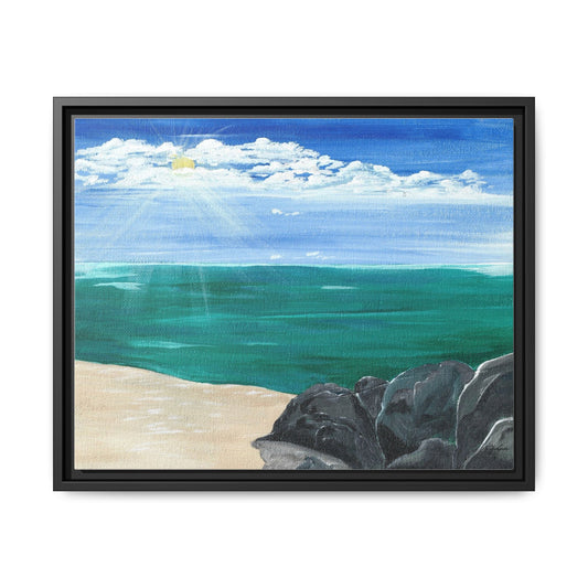 Sunlit Ocean View Matte Canvas Framed | Beach Seascape Wall Art