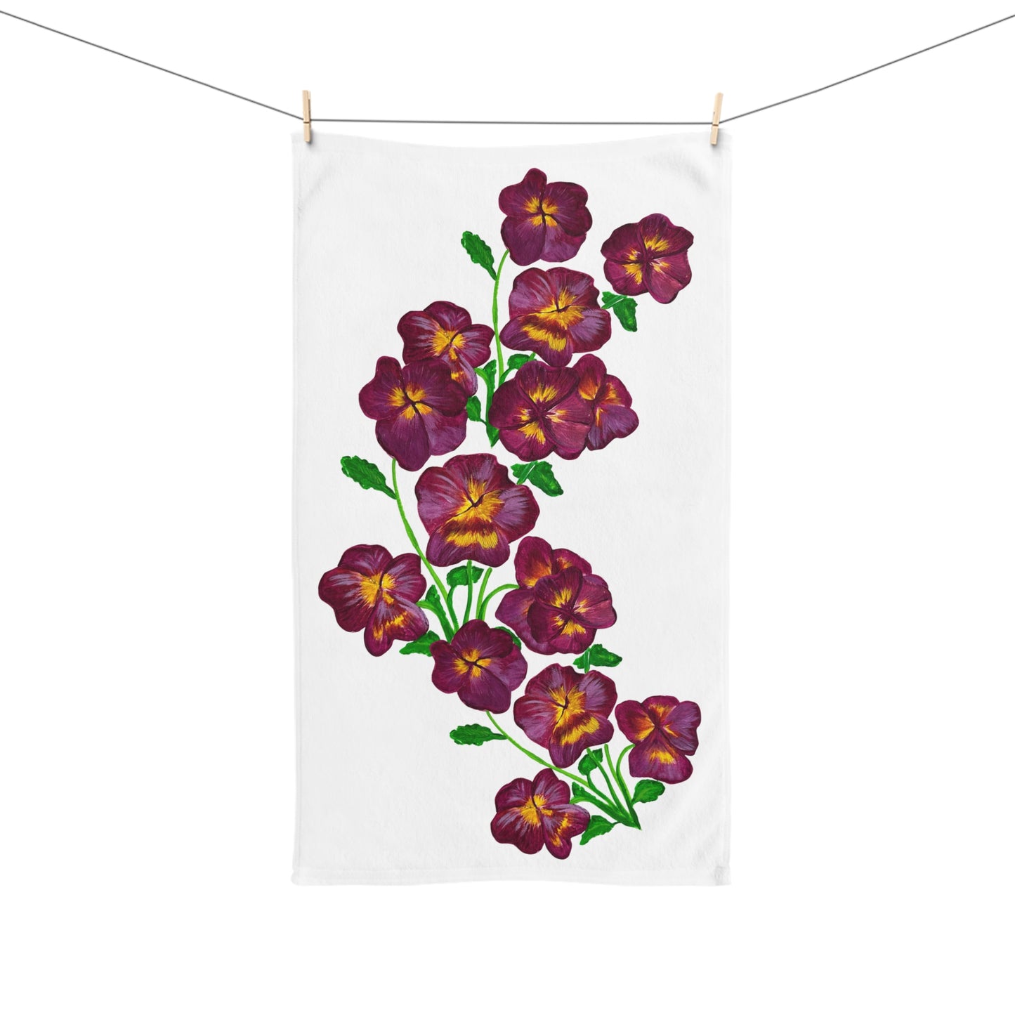 Floral Hand Towel with Vibrant Pansies, Kitchen Decor, Gift for Her, Bathroom Accessory, Spring Decor, Perfect for Housewarming
