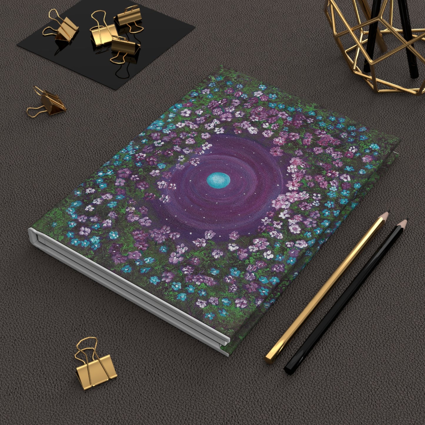 One World Garden Earth Journal Hardcover Notebook | Cosmic Botanical Illustration