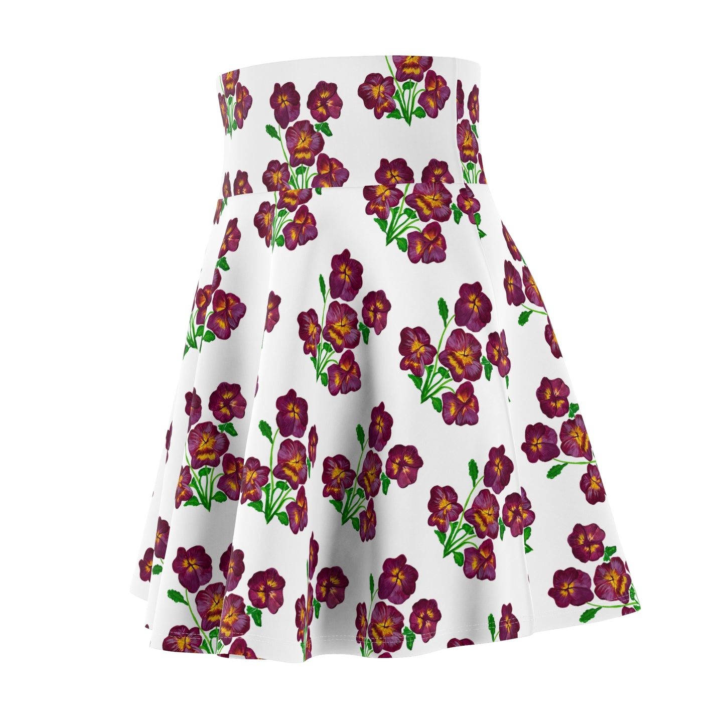 Purple Pansy Floral Pattern Skater Skirt | All-Over Print
