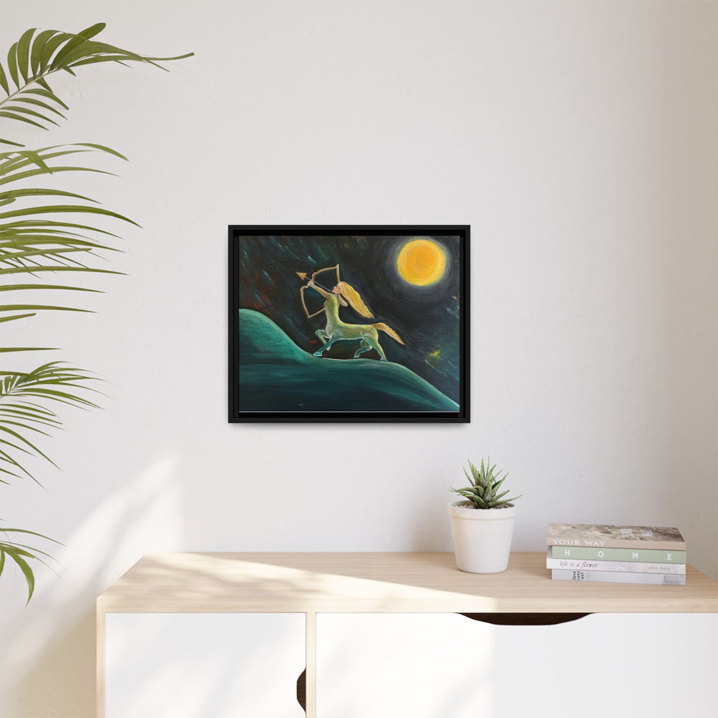 Sagittarius Celestial Centaur Framed Canvas Print — Matte Multi‑Color