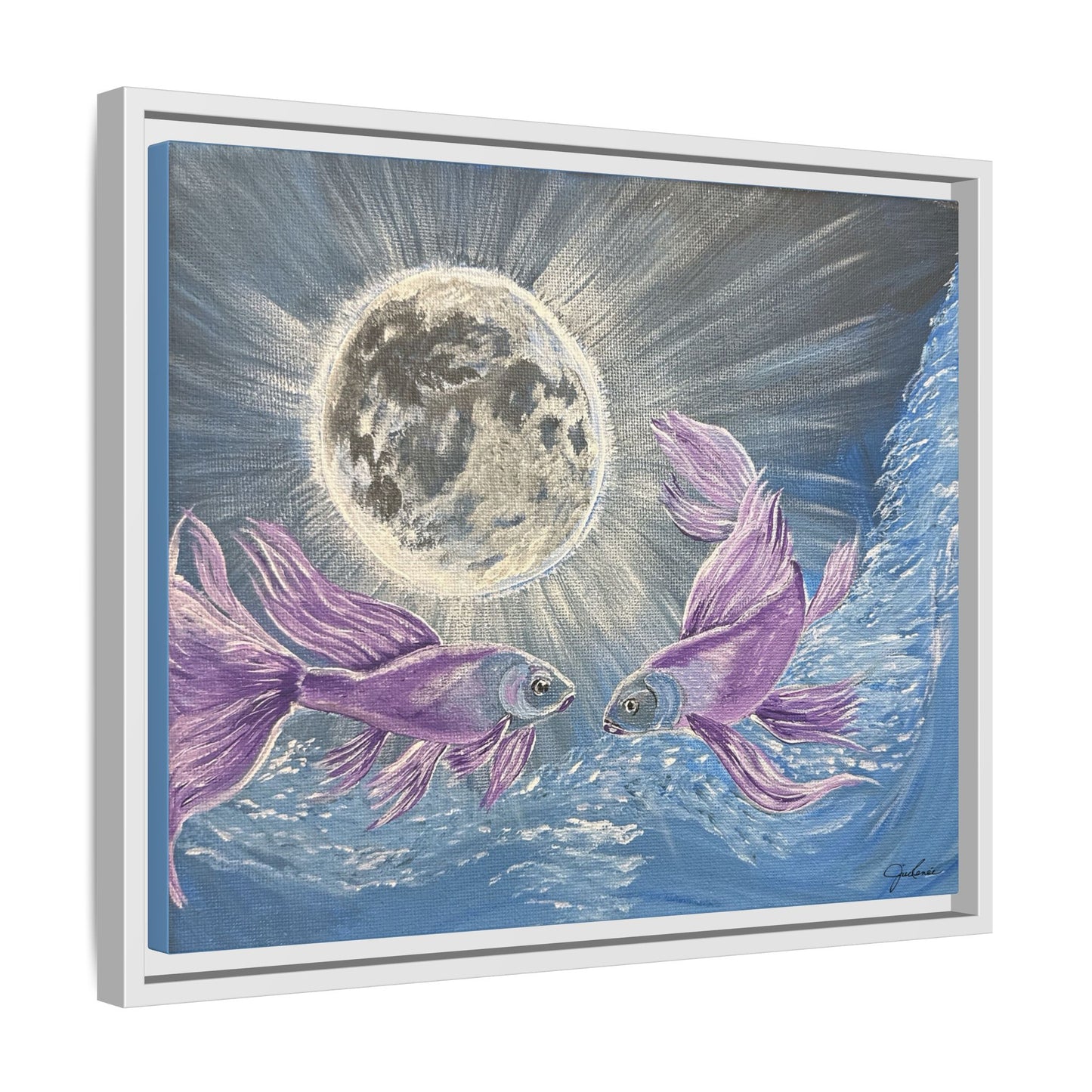 'Moonlit Pisces' Framed Canvas Print