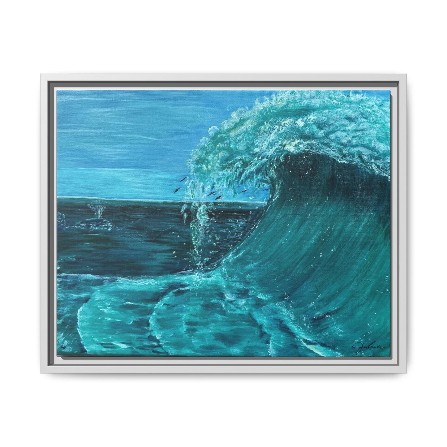 Colorful Wave at Sea Framed Canvas Print | Matte Canvas Artwork