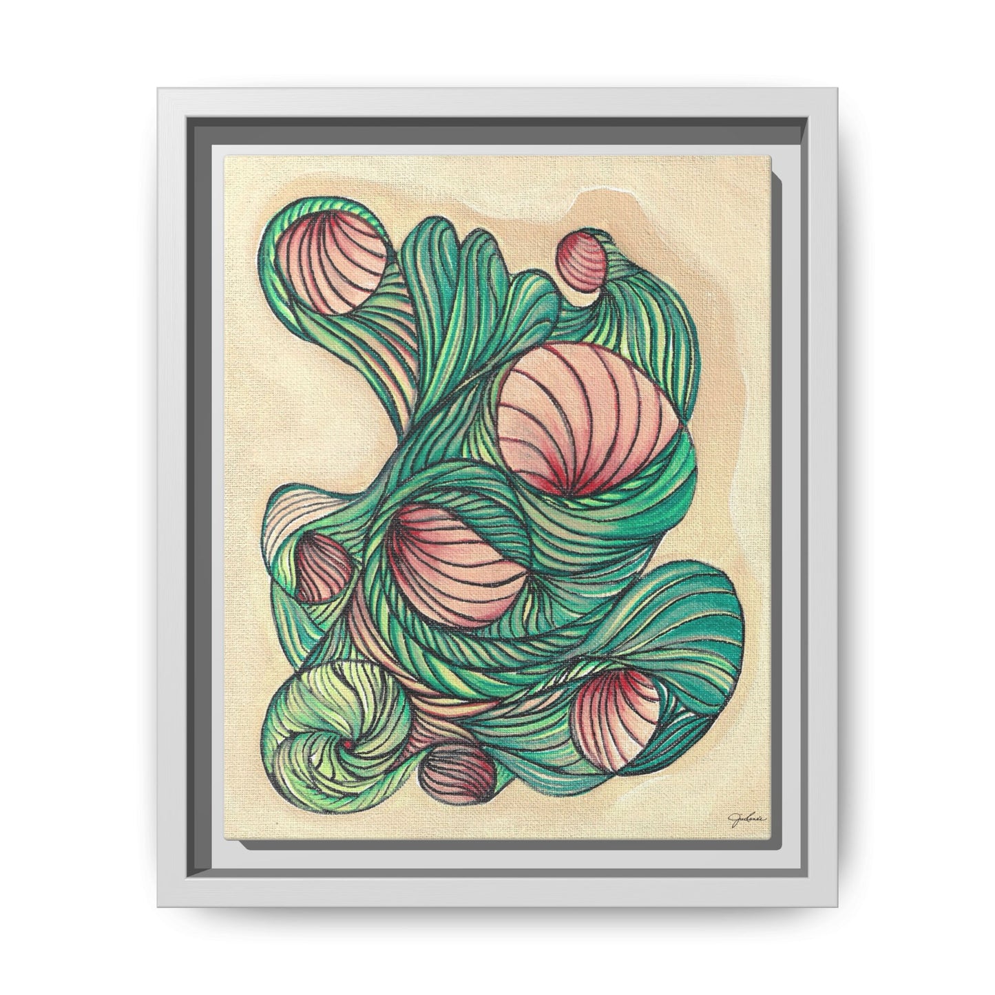 Abstract Organic Swirls Matte Canvas Framed | Botanical Line Art Wall Decor