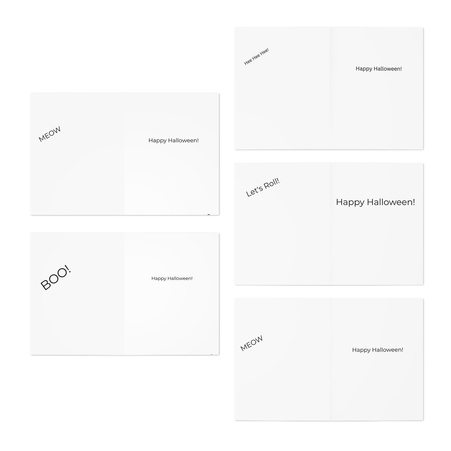 Halloween Cat Greeting Cards – 5-Pack Assorted Spooky Pumpkin Designs