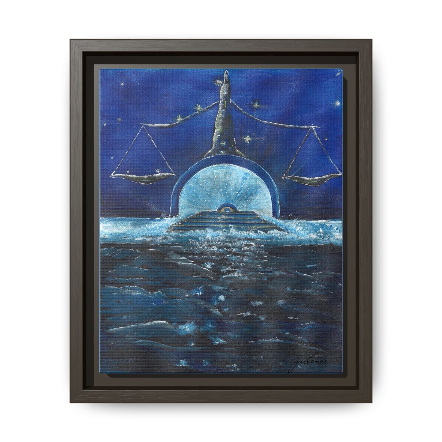 Libra Constellation and Scales Zodiac, Framed Canvas Print  Wall Art, Horoscope Astrology Decor, Gift for Libra, Constellation Art