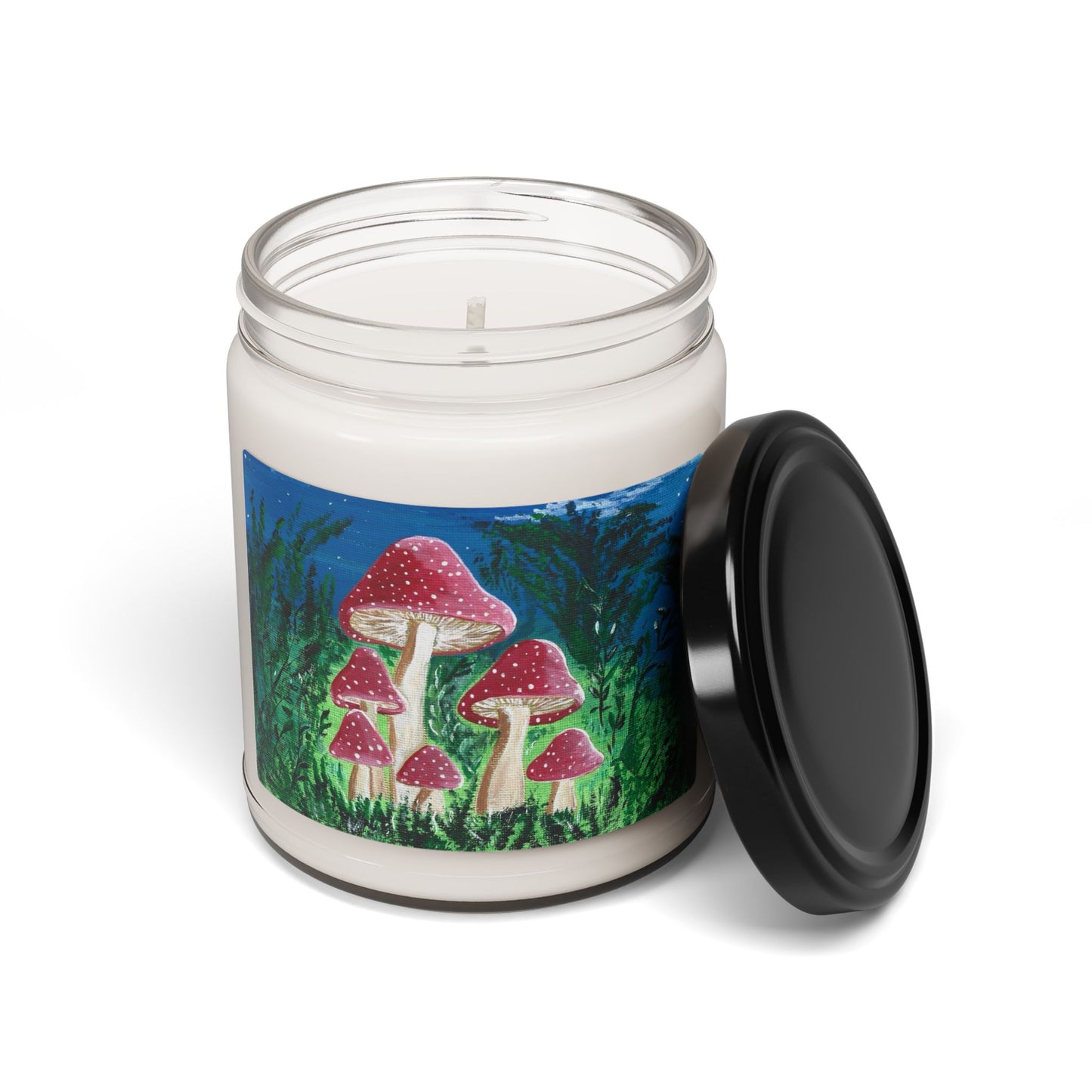 Magically Moonlit Mushroom Candle 9oz soy jar | Jill Renee art
