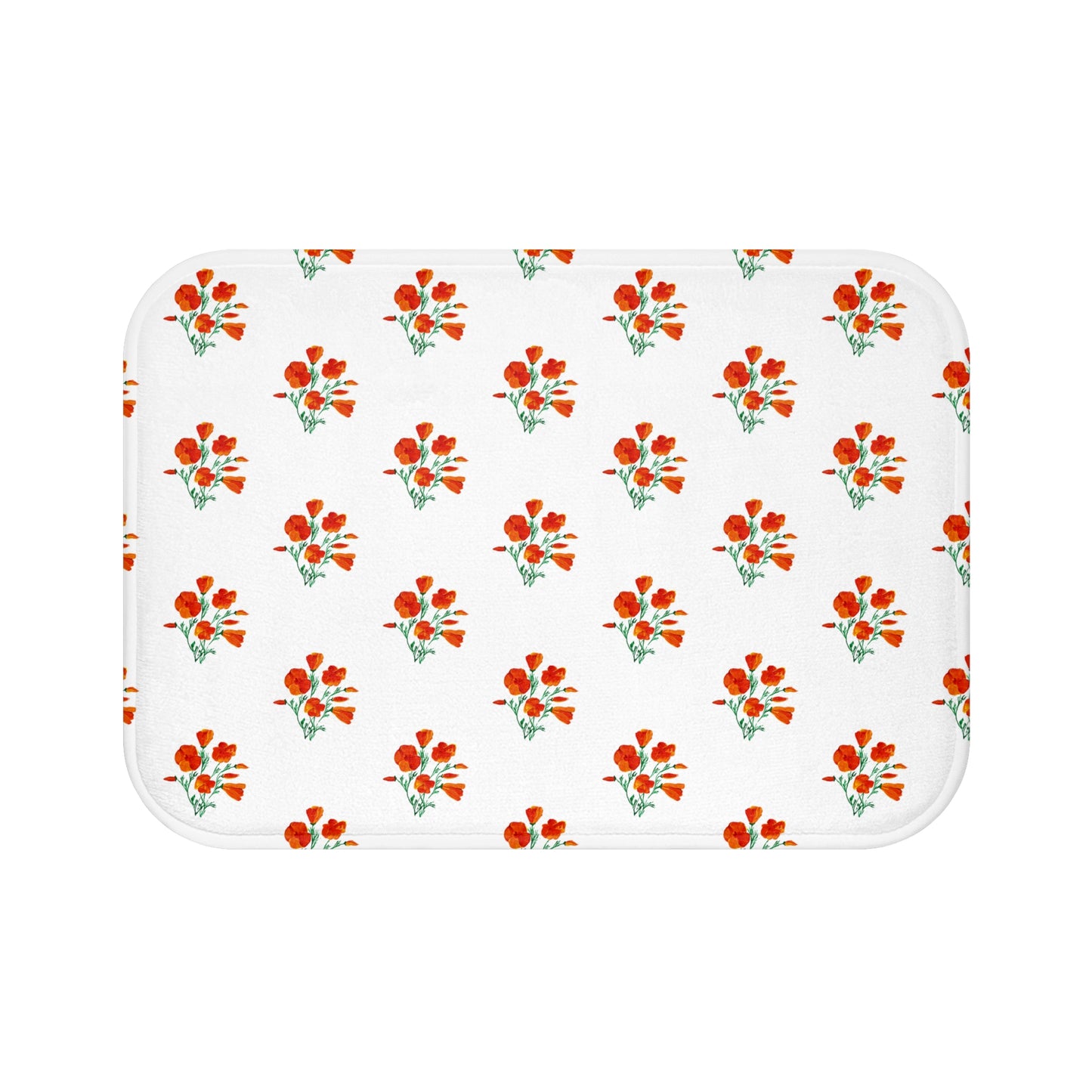 Floral Bath Mat, Vibrant Bathroom Decor, California Poppies Rug, Home Spa Essential, Gift for Her, Spring Decor - Poppies Bath Mat,