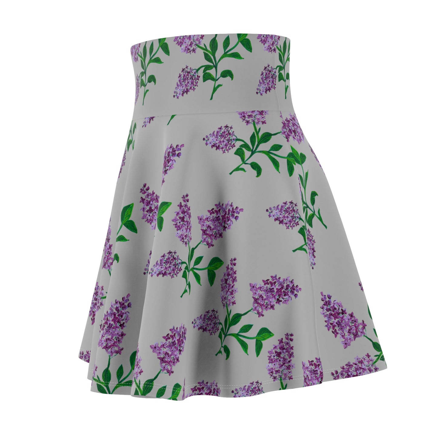 Lavender Botanical Print Skater Skirt | Purple Floral Spring Pattern