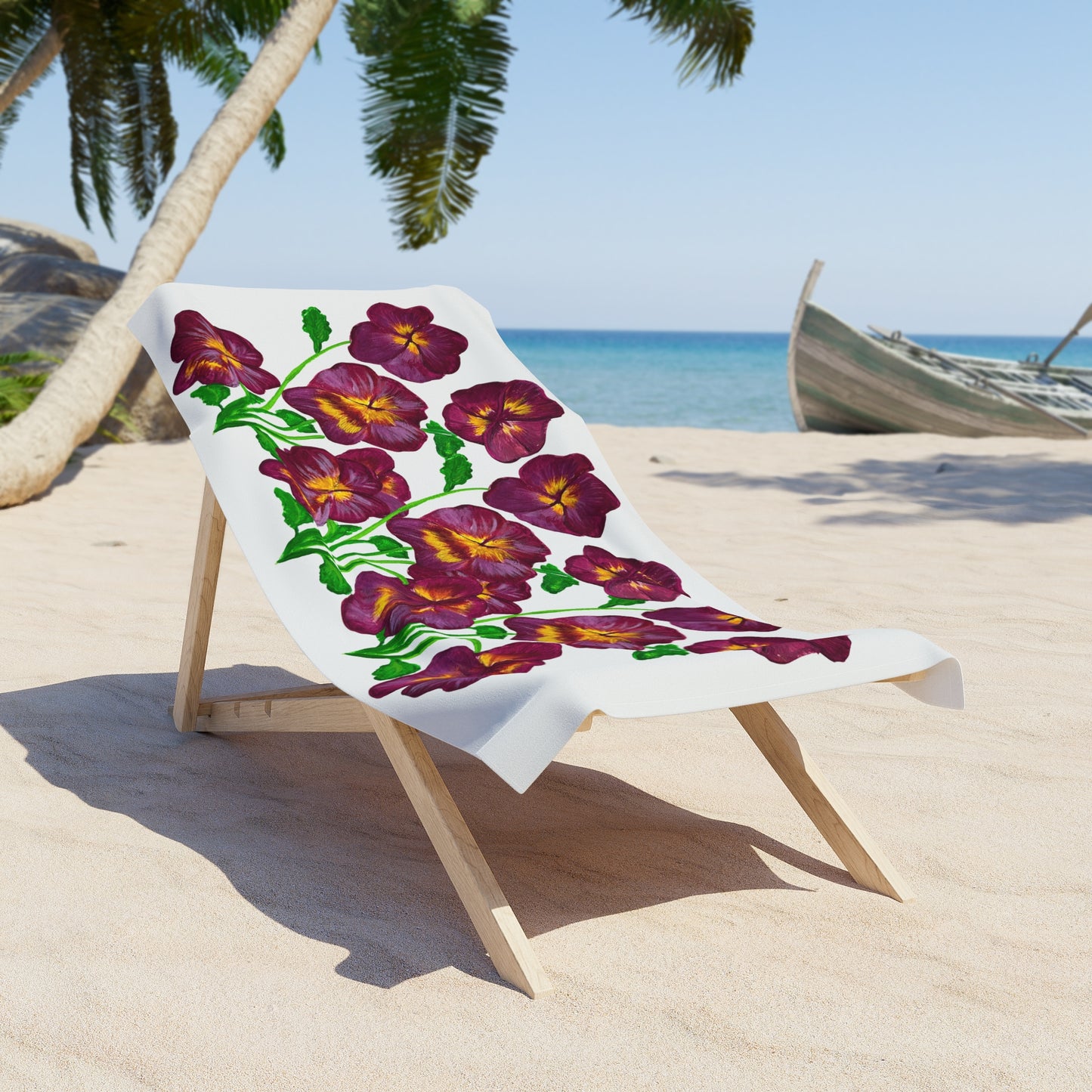 Pansy Floral Beach Towel - Beautiful and Versatile Floral Print Towel, Large Bath Towel, Flower Design Towel, Pansy Print Towel, Beach